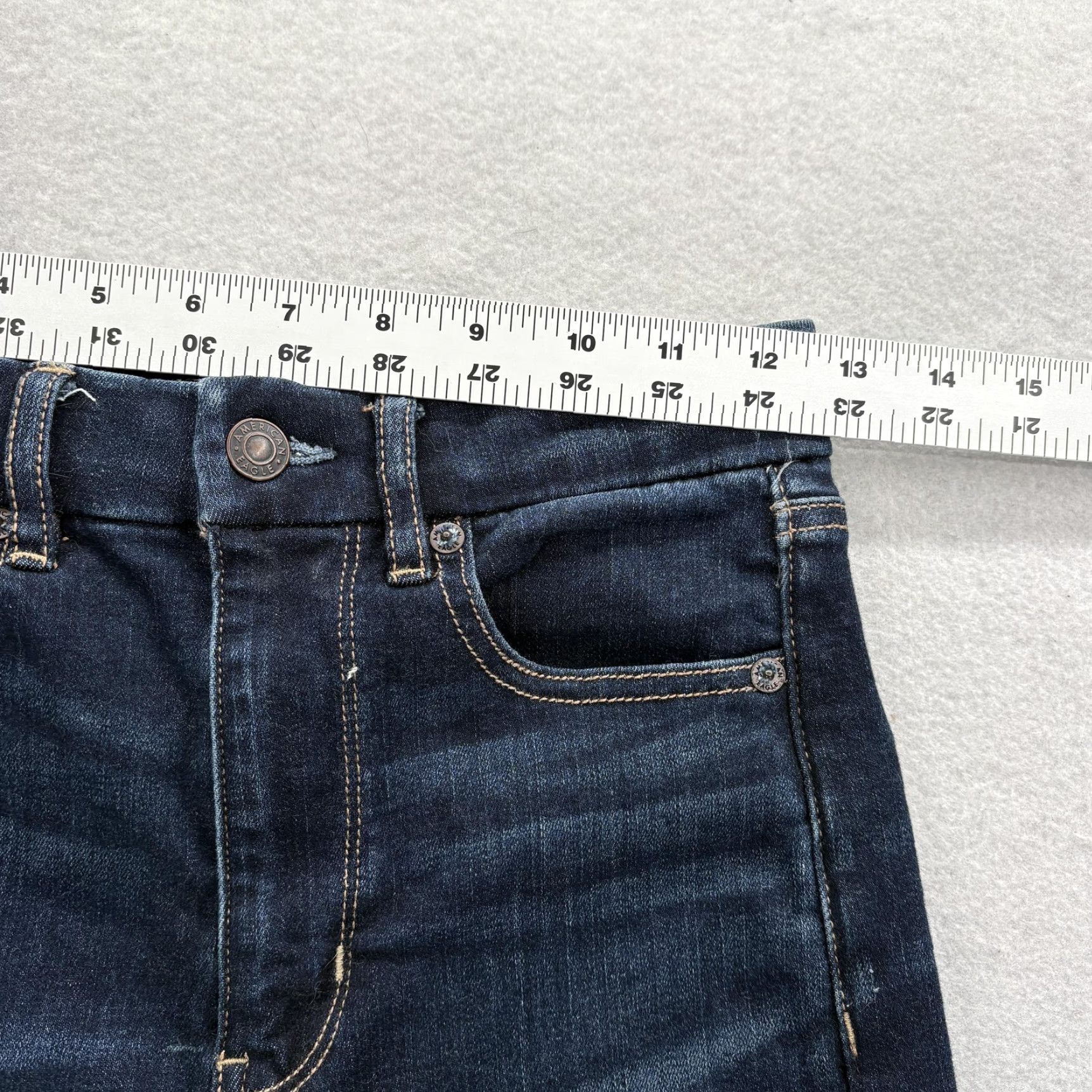 American Eagle Outfitters American Eagle Curvy Highest Rise Flare Jeans Womens 4 Blue Dark Wash XS-Short 5-Pocket Denim N/A Menus Ladies Size 27" / US 4 / IT 40 - 6 Thumbnail