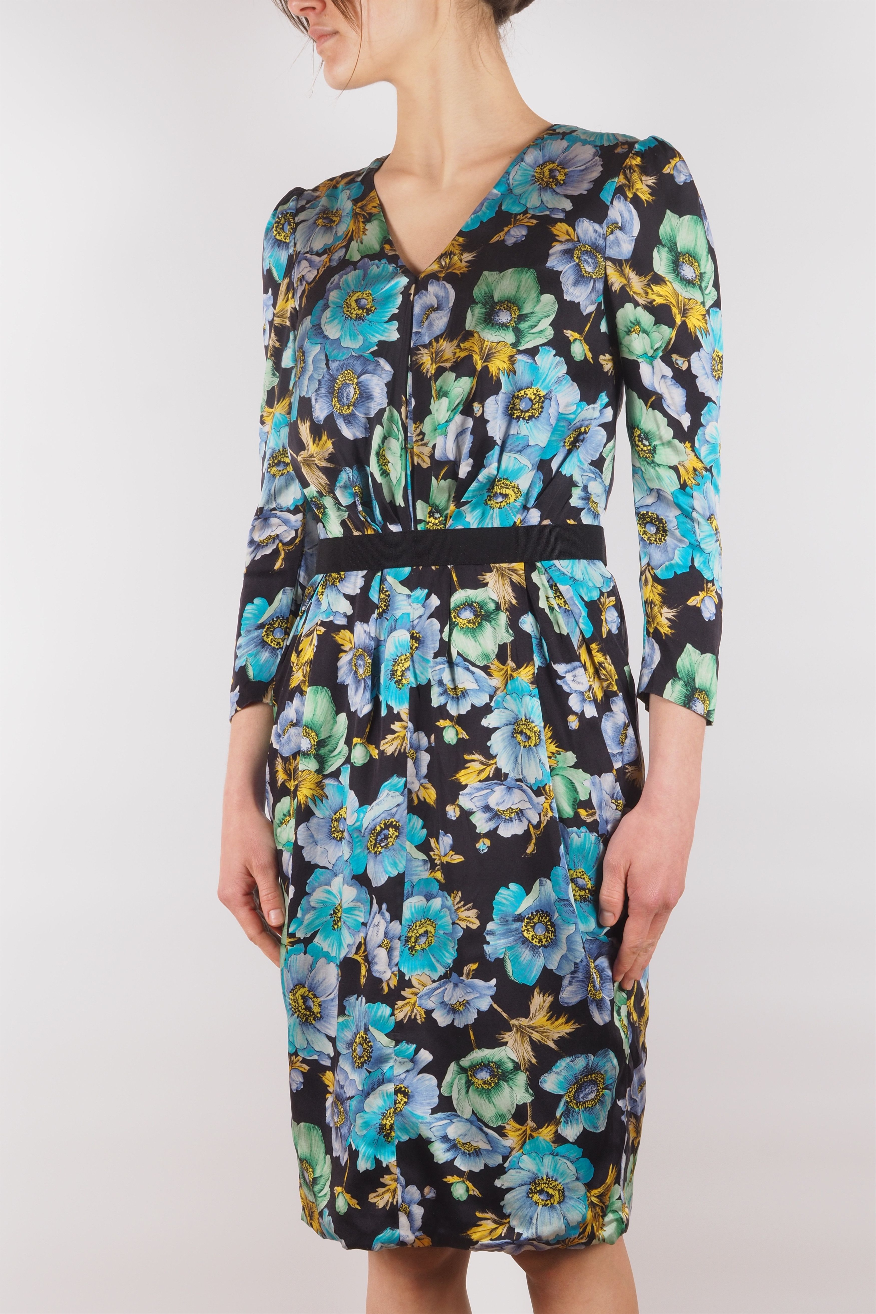Dolce & Gabbana Dolce & Gabbana Vintage Silk Blue Floral Sheath Wiggle Dress Size M / US 6-8 / IT 42-44 - 4 Thumbnail