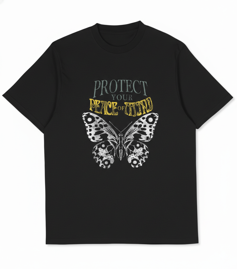 Other Y2K Street Creative Piece of Mind High Quality Black T-Shirt Size US XL / EU 56 / 4 - 1 Thumbnail