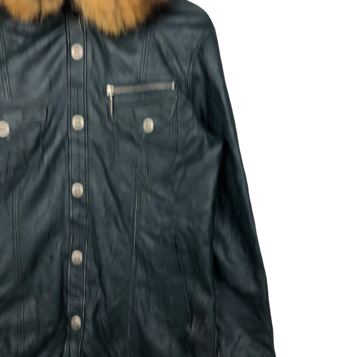 🔥VINTAGE BIKER LEATHER JACKET ASM ARCHIVE MINK FUR COLLAR