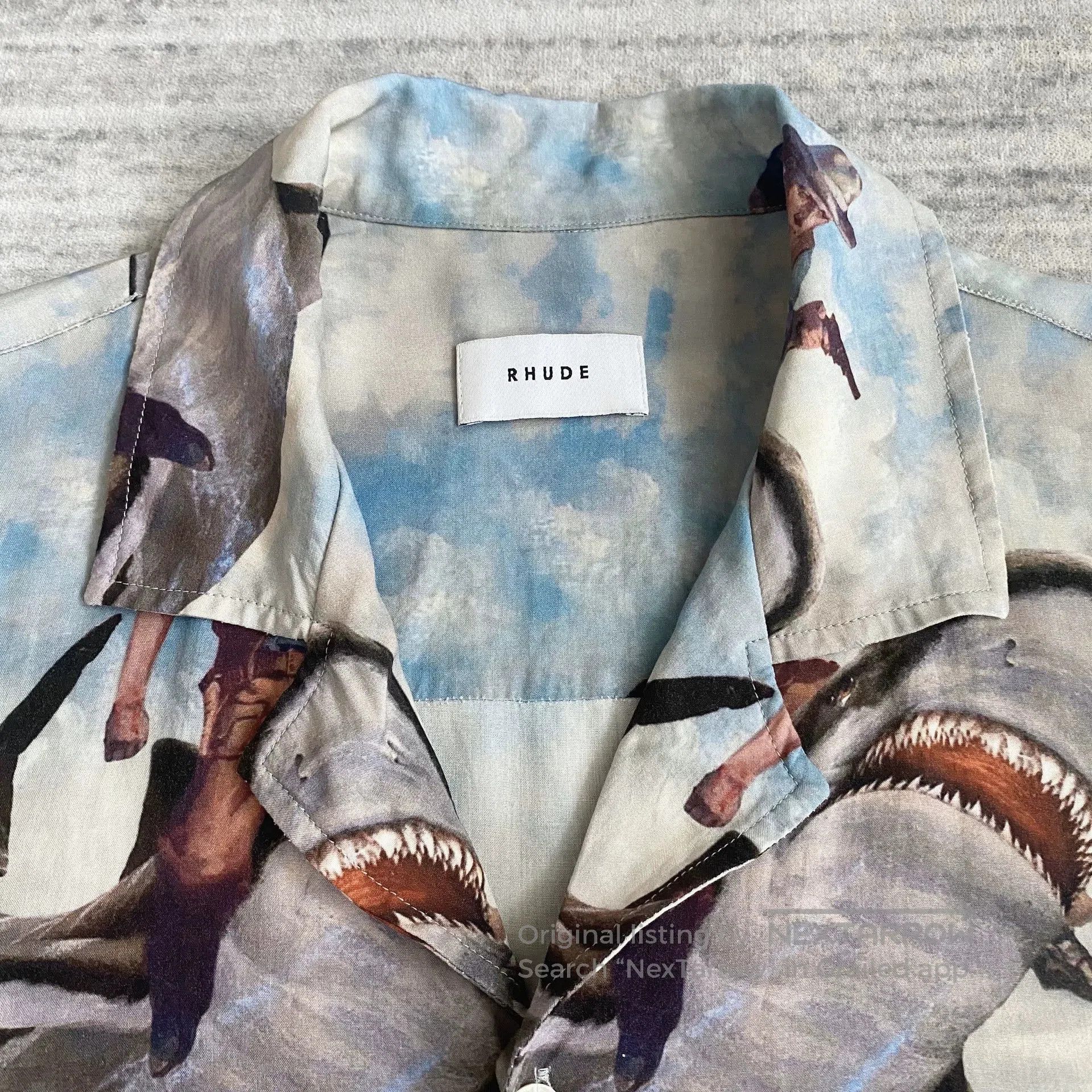 Rhude shark print short sleeve Aloha shirt. Size US M / EU 48-50 / 2 - 4 Thumbnail