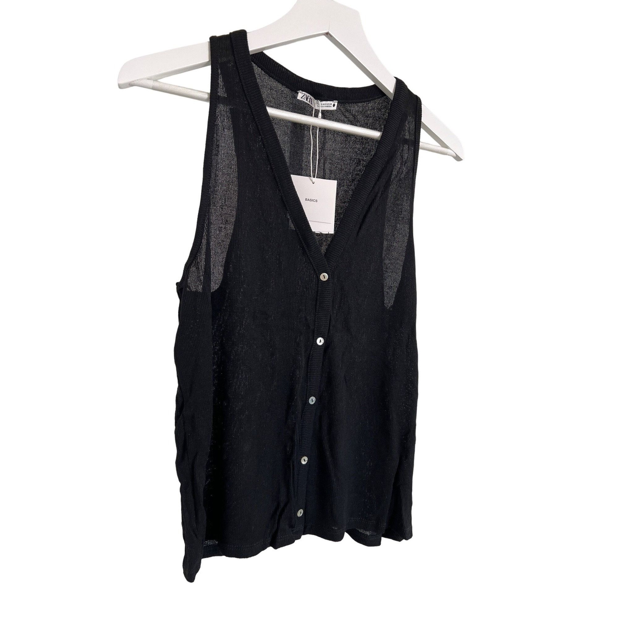 Zara Zara Black Sheer Sleeveless Button-Up Blouse Size S / US 4 / IT 40 - 3 Thumbnail