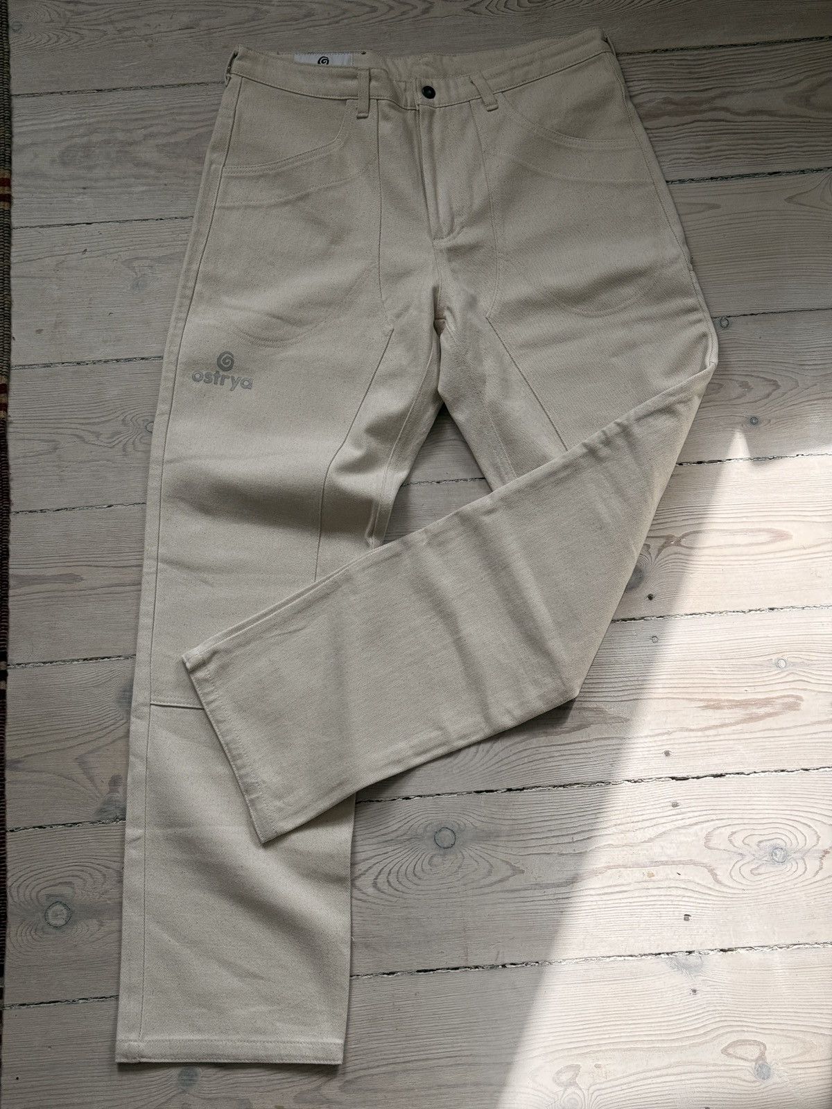Ostrya Ostrya Ecru Double Knee Denim Trousers Size US 34 / EU 50 - 1 Thumbnail