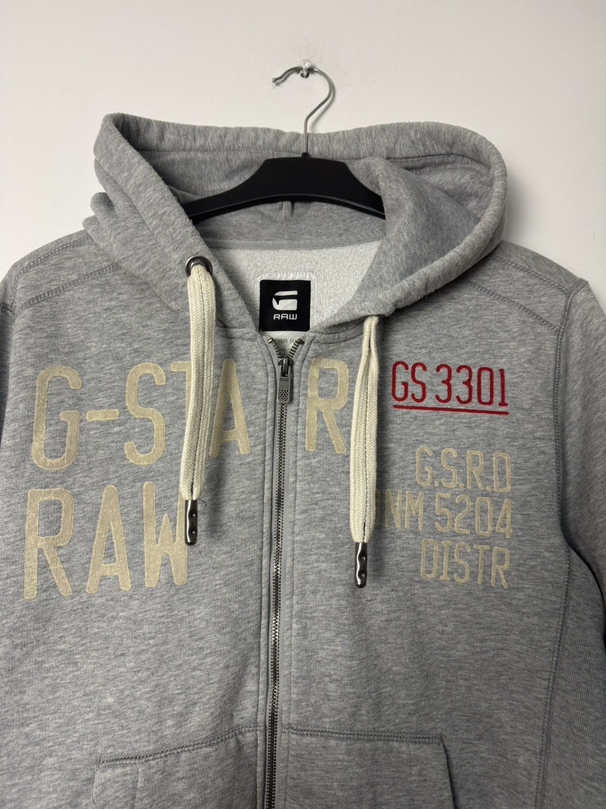 G-Star RAW Archive Zip Hoodie Grey Logo Print Y2K Streetwear