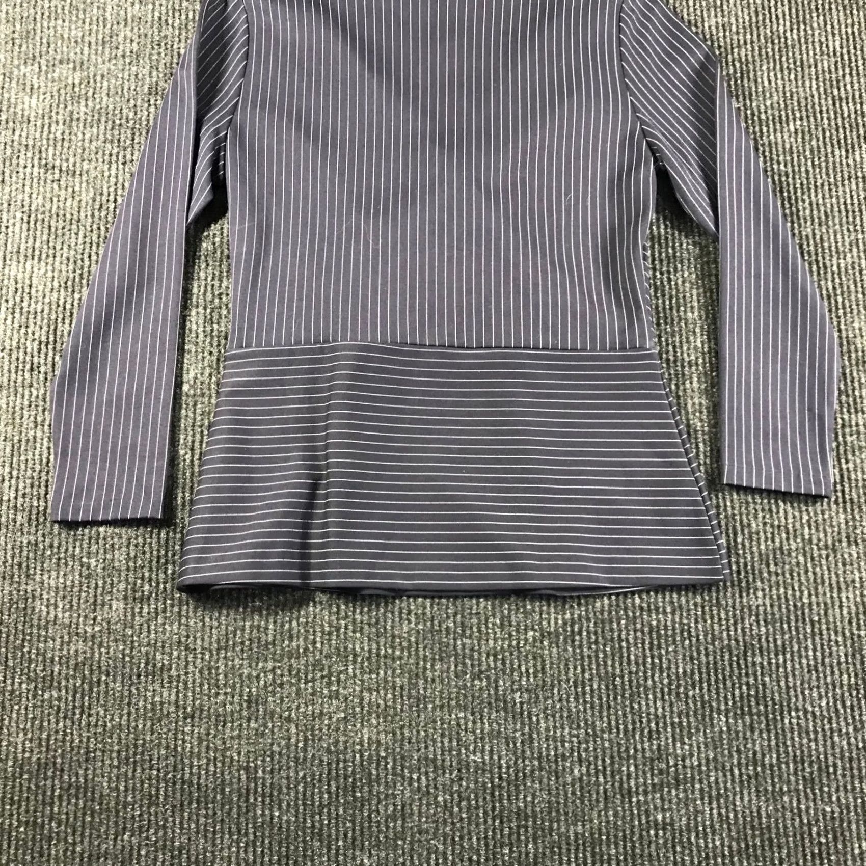 Ann Taylor Ann Taylor Navy Blue Pinstripe Wrap Front Peplum Top Long Sleeve M Womens Shirt Size M / US 6-8 / IT 42-44 - 6 Thumbnail