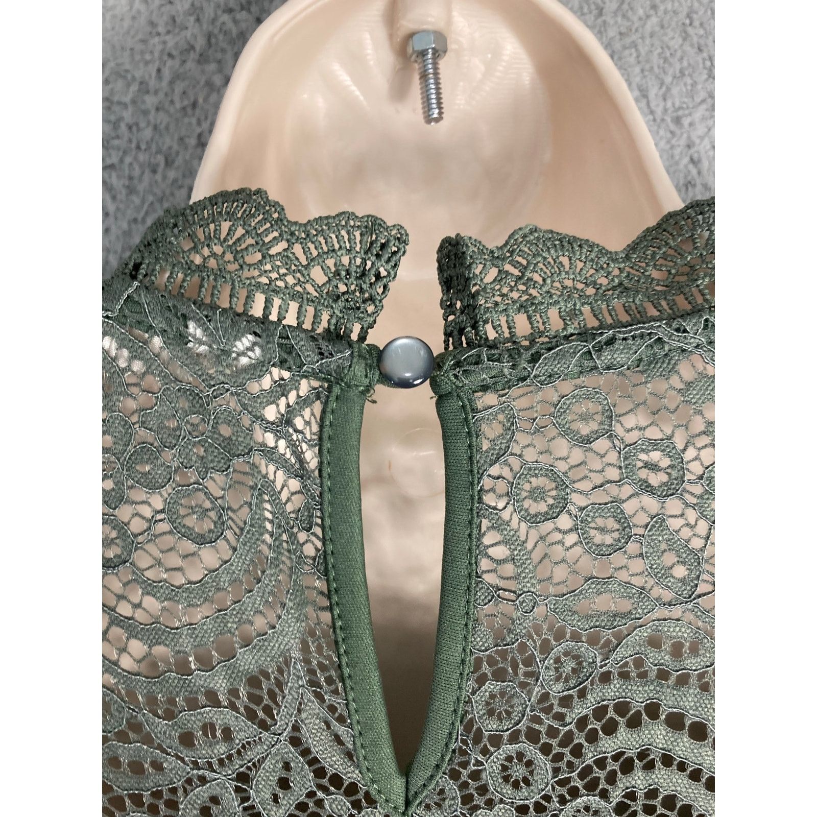 Other Women's M Green Lace Mock Neck Short Sleeve Shirt Tee Size M / US 6-8 / IT 42-44 - 10 Thumbnail