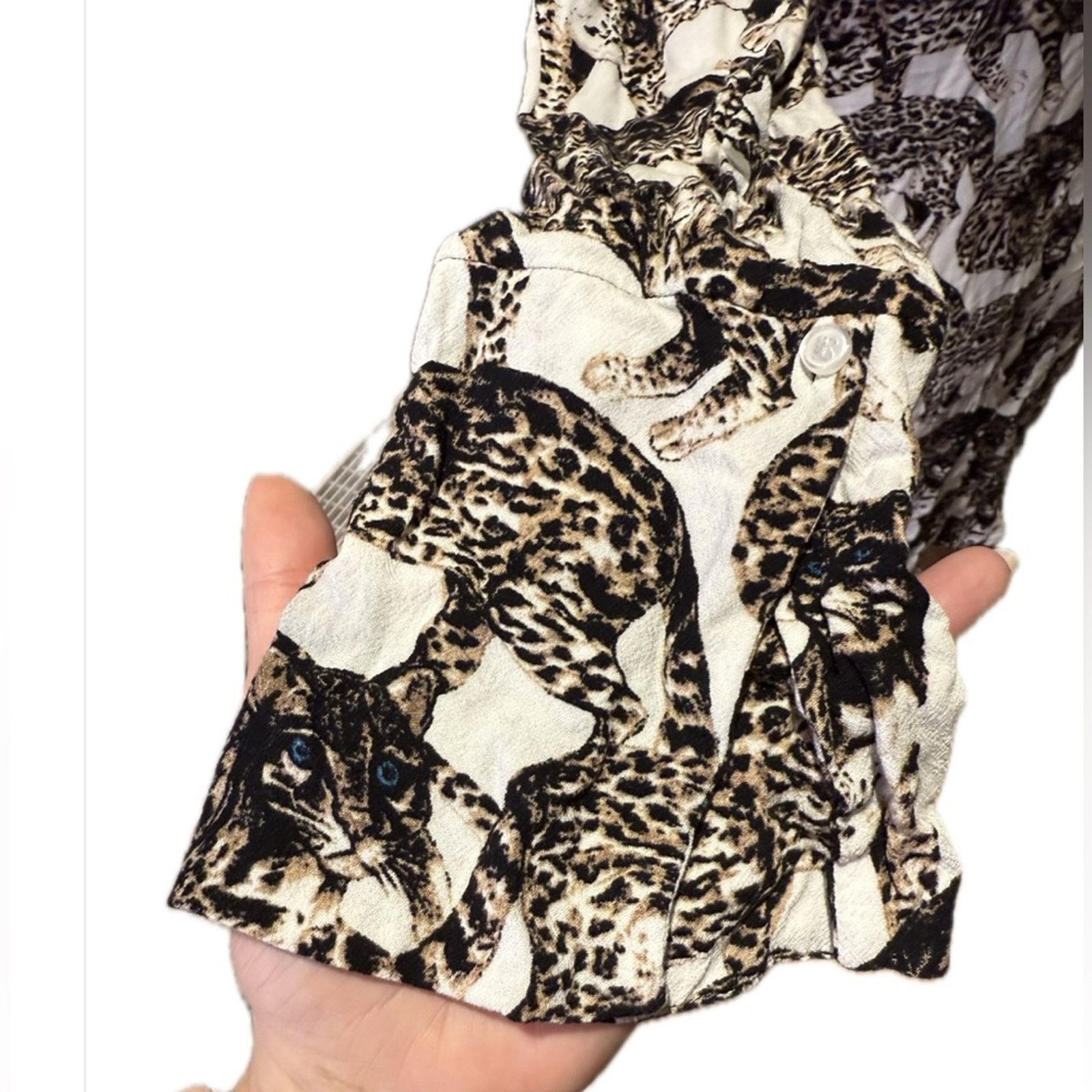 H&M H&M Black and White Leopard Print Long Sleeve Dress Size S / US 4 / IT 40 - 4 Thumbnail
