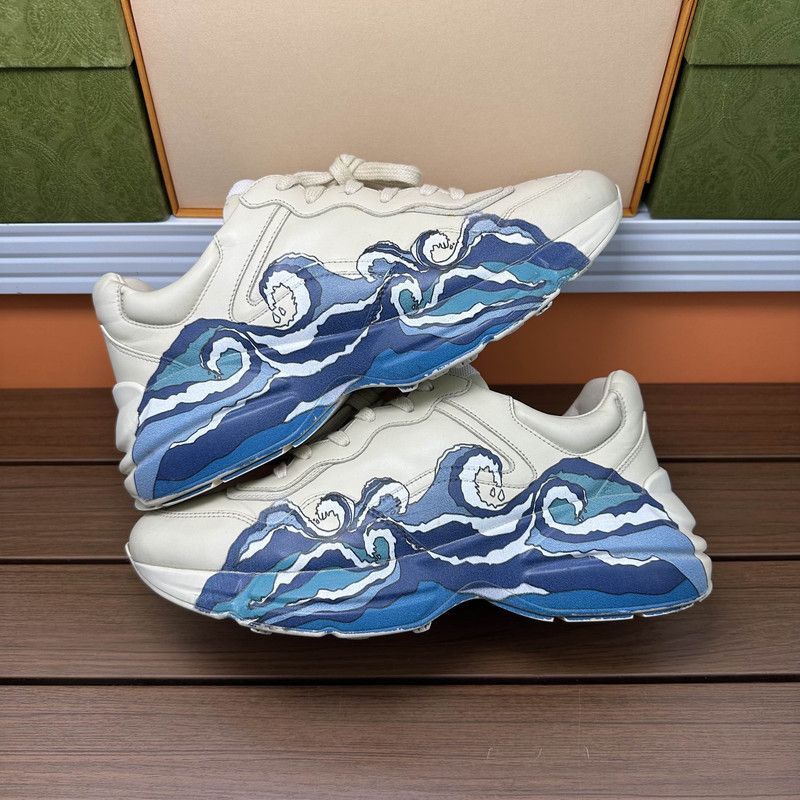 Gucci Gucci Rhyton Wave Print Low-Top Sneakers - Size US 7.5 / EU 40-41 - 6 Thumbnail
