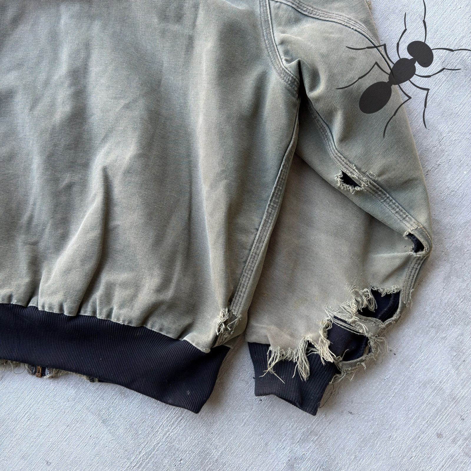 Carhartt × Vintage Vintage Y2K Carhartt THRASHED green hooded work wear jacket Size US L / EU 52-54 / 3 - 9 Thumbnail