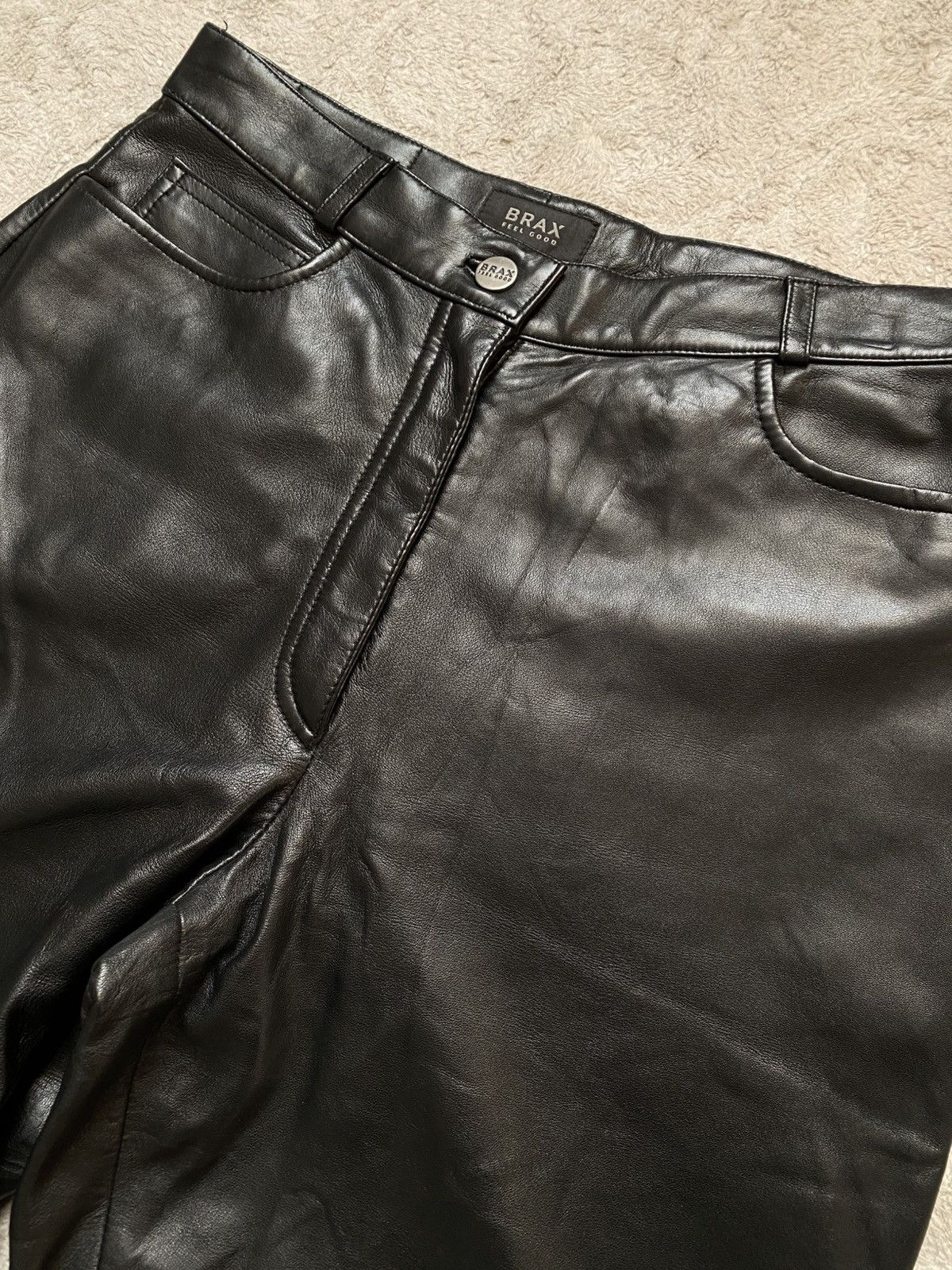 If Six Was Nine Black Real Leather Opium Vintage Y2K Pants Size US 29 - 3 Thumbnail