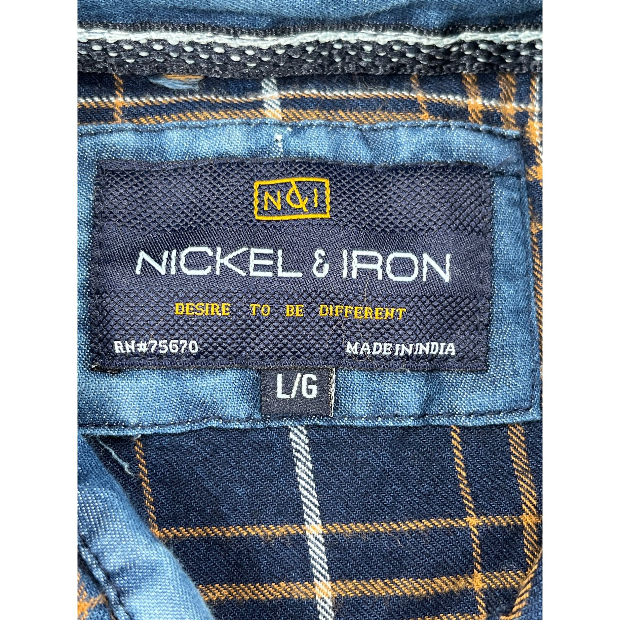 Designer Nickle And Iron SKU 7621 Mens Blue and Orange Long Sleeve Pl Size US L / EU 52-54 / 3 - 10 Thumbnail