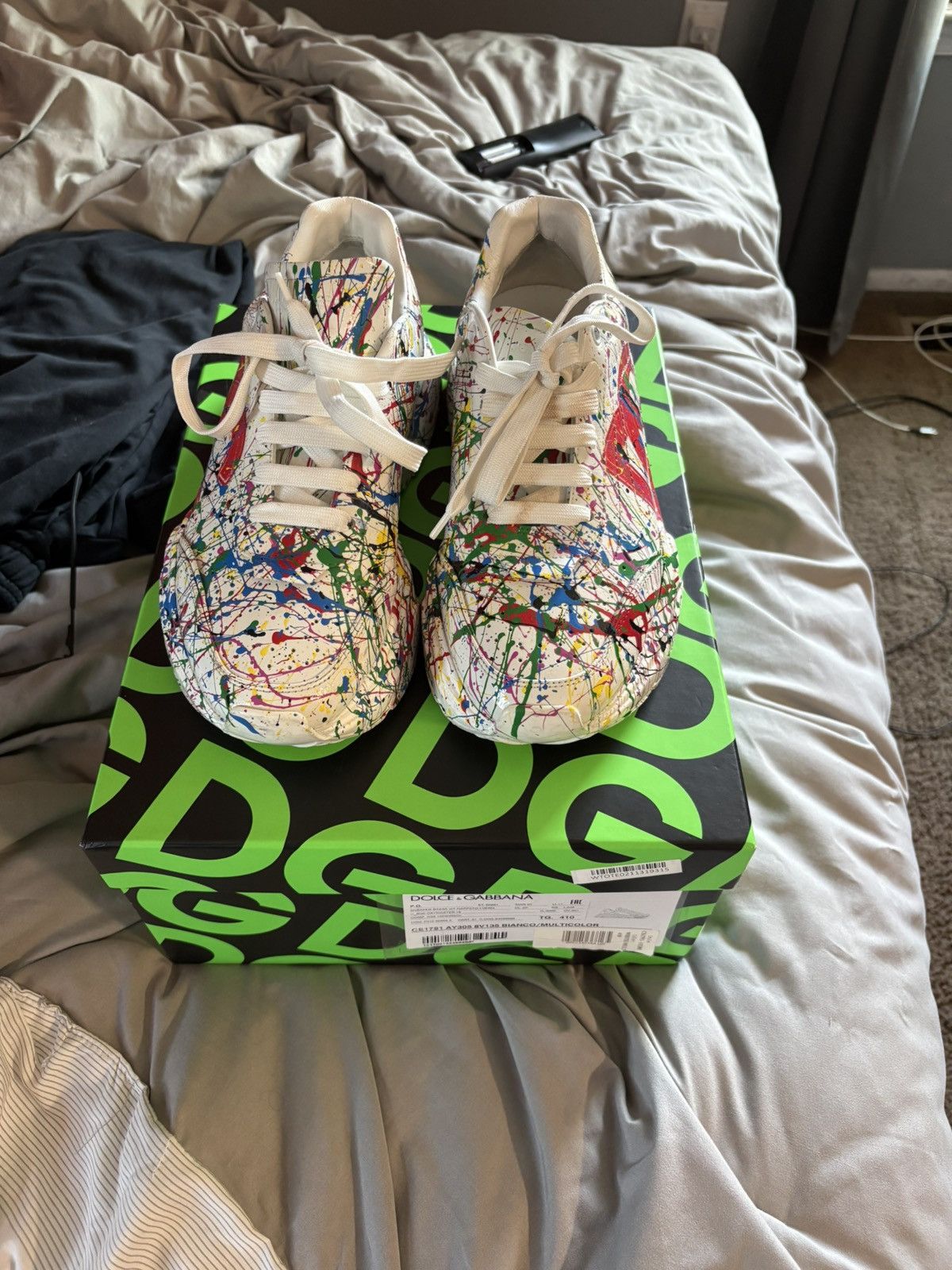 Dolce & Gabbana Dolce & Gabbana Men's Paint Splatter Low Top Sneakers Size US 8 / EU 41 - 1 Thumbnail