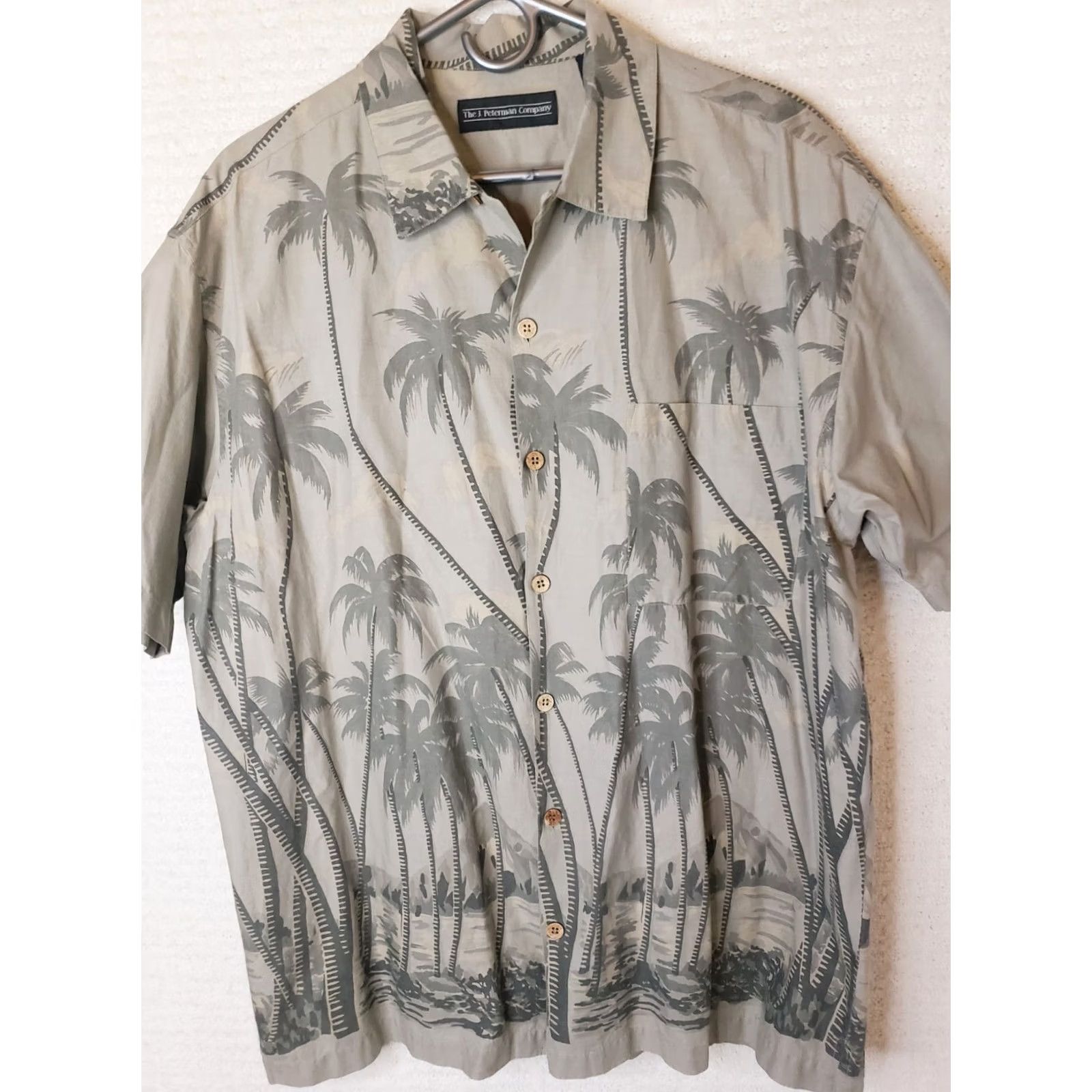 Vintage J Peterman Co. Shirt Men's M Beige Fade Palms Print Hawaiian Beach Camp Cotton Size US M / EU 48-50 / 2 - 2 Thumbnail