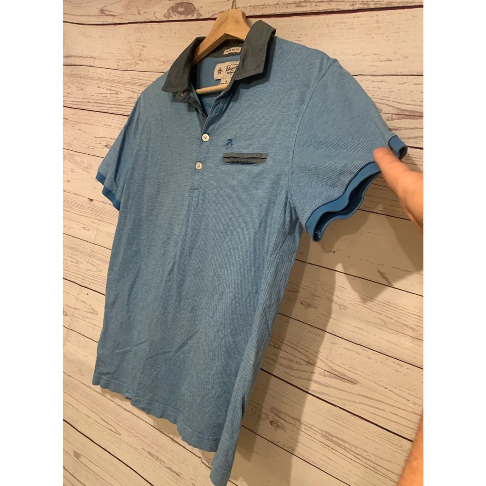 Original Penguin Mens Original Penguin Aquarius Tropical Blue Golf SlimFit Polo Shirt Size Medium Size US XL / EU 56 / 4 - 4 Thumbnail