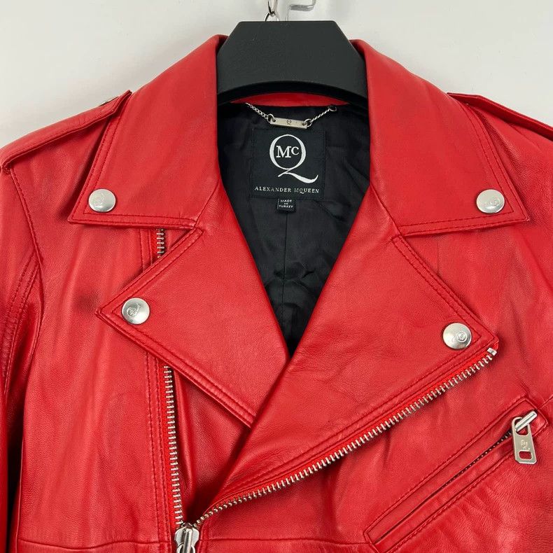 Alexander McQueen Alexander Mcqueen Red zipper motorcycle leather jacket Size XS / US 0-2 / IT 36-38 - 4 Thumbnail