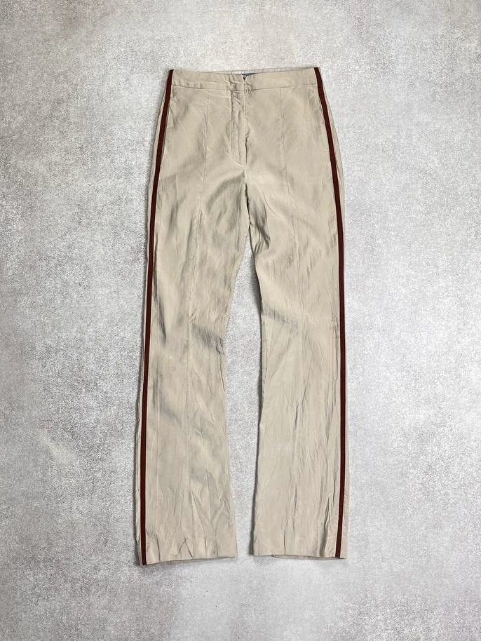 Prada Vintage Prada Beige Silk Woman's Pants IT 38 Size 26" / US 2 / IT 38 - 1 Thumbnail