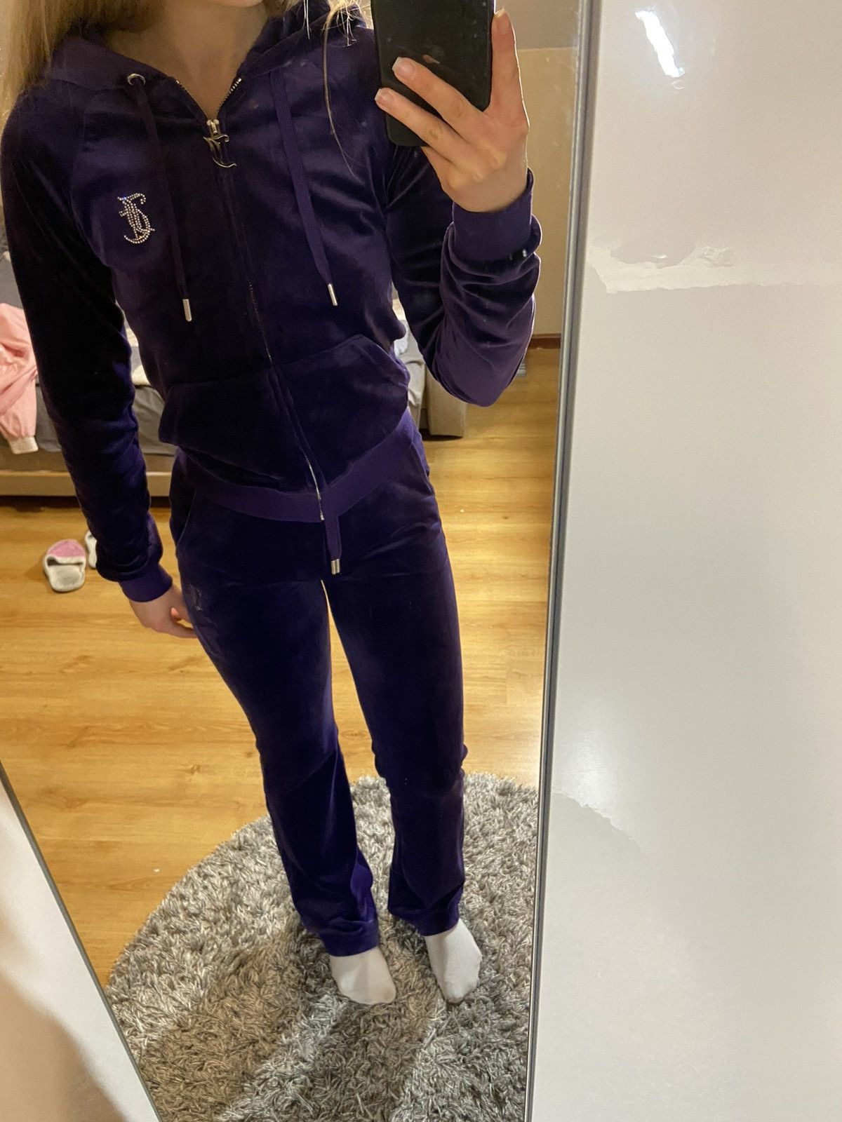 Juicy Couture × Vintage Vintage style y2k Juicy Couture velour tracksuit set velvet Size XXS / US 00 / IT 34 - 8 Thumbnail