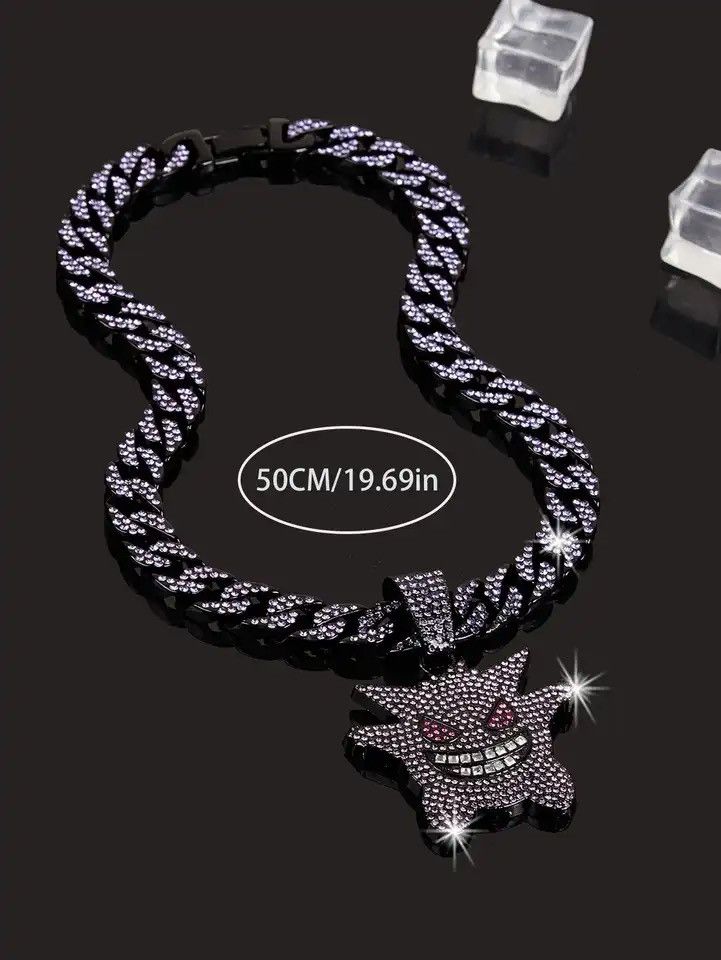 Jewelry Men Women Hip Hop Cuban Necklace Purple Small Devil Pendant Size ONE SIZE - 4 Thumbnail