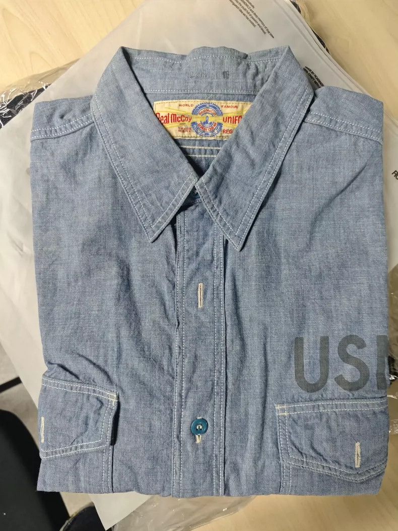 The Real McCoy's The Real McCoy's Navy Denim Shirt -dmc Size US XXL / EU 58 / 5 - 1 Thumbnail