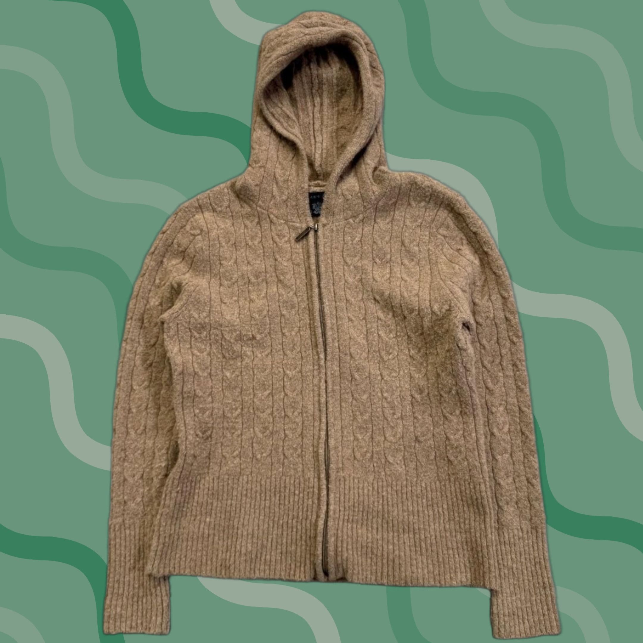 Vintage VINTAGE Eagles Eye Sweater Womens Large Brown Hooded Full Zip Cable Knit Hoodie Size L / US 10 / IT 46 - 1 Thumbnail