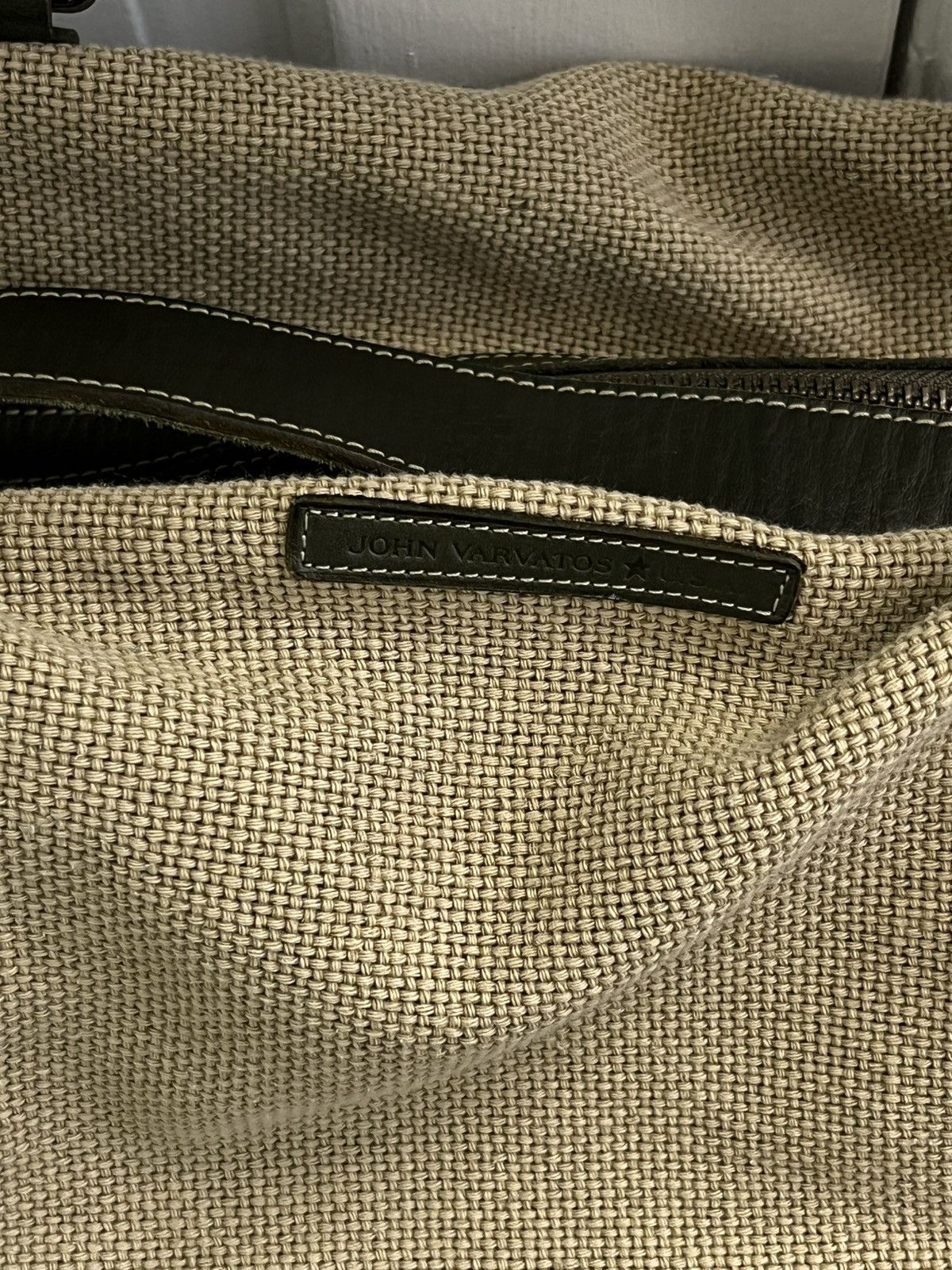 John Varvatos Leather and canvas duffel bag. Size ONE SIZE - 4 Thumbnail