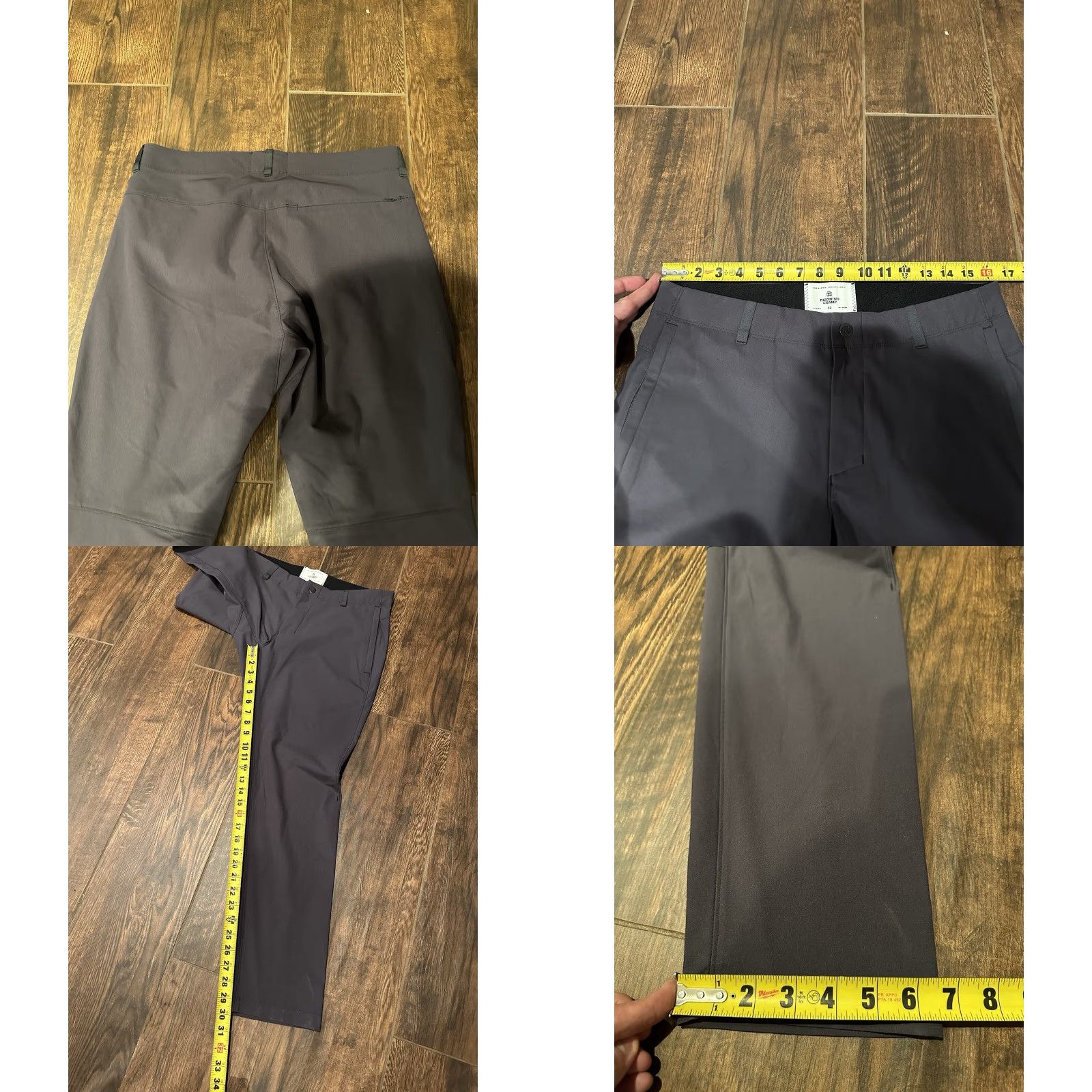 Reigning Champ Reigning Champ Coach's Grey Casual Chino Pants - 32x29 Mens Slim Flat Front Zip Pocket Stretch Tapered Size US 32 / EU 48 - 8 Thumbnail