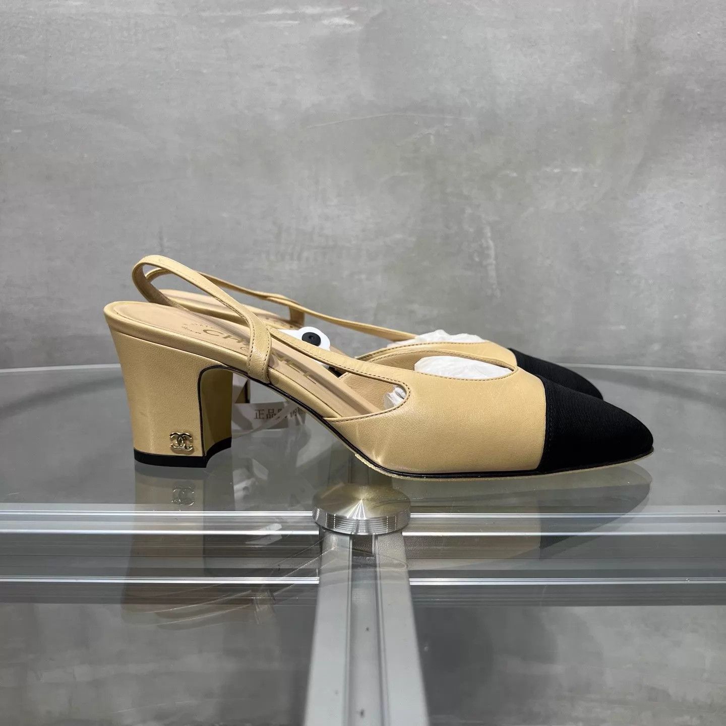 Chanel Chanel Beige Slingback Block Heel Sandals Size 37 Size US 6.5 / IT 36.5 - 4 Thumbnail