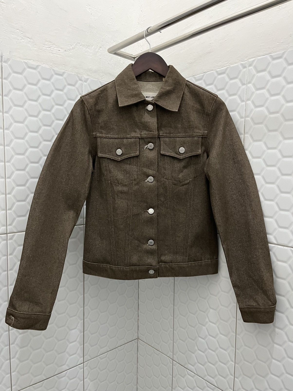 Helmut Lang Helmut lang Sherpa collar waxed denim jacket