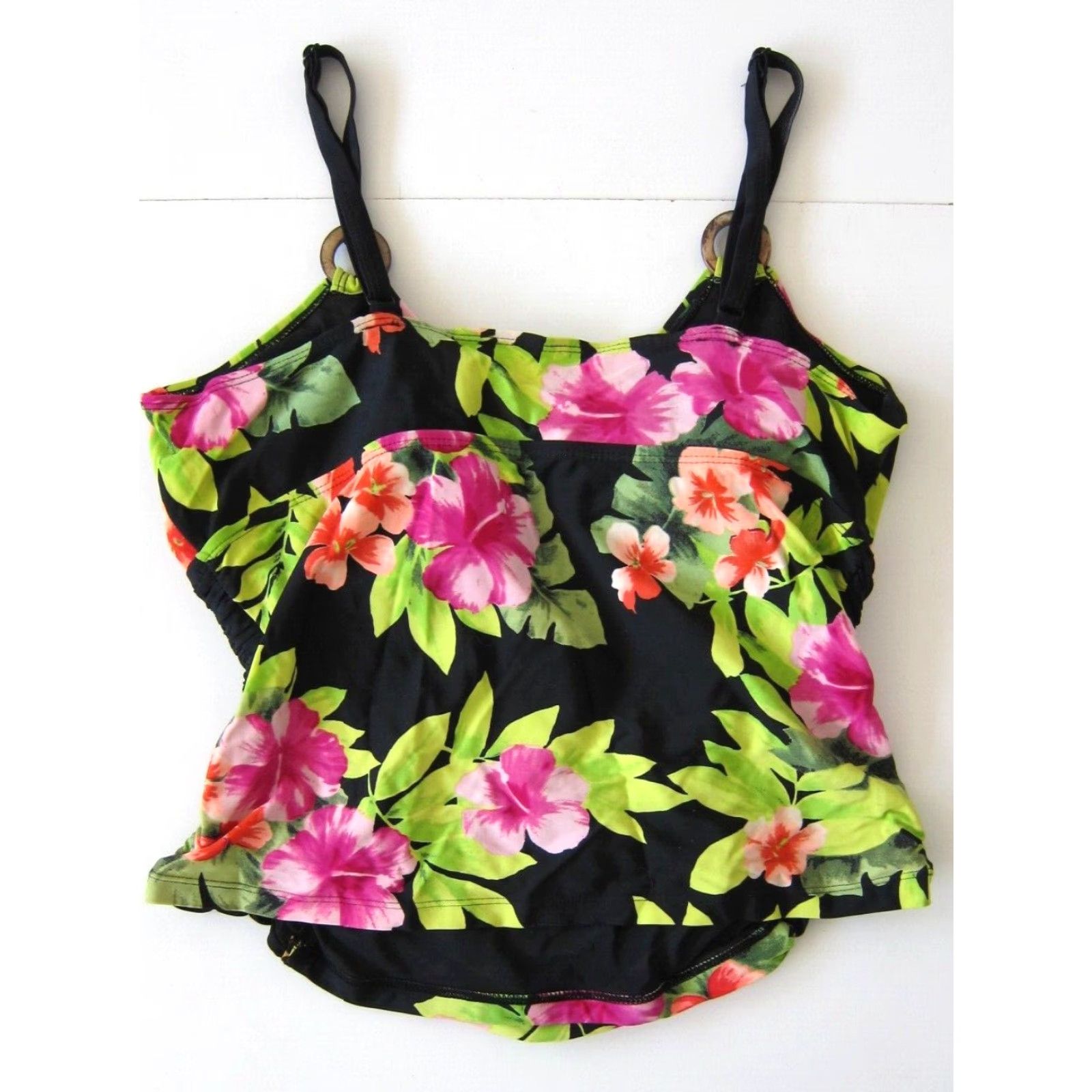 Swims Chuck Handy Swim Tankini Top Built In Bra Floral Black 14 Womens Swimsuit Tankini Top 14 Black Floral Built In Bra Swim Top 14 Womens Size XL / US 12-14 / IT 48-50 - 7 Thumbnail