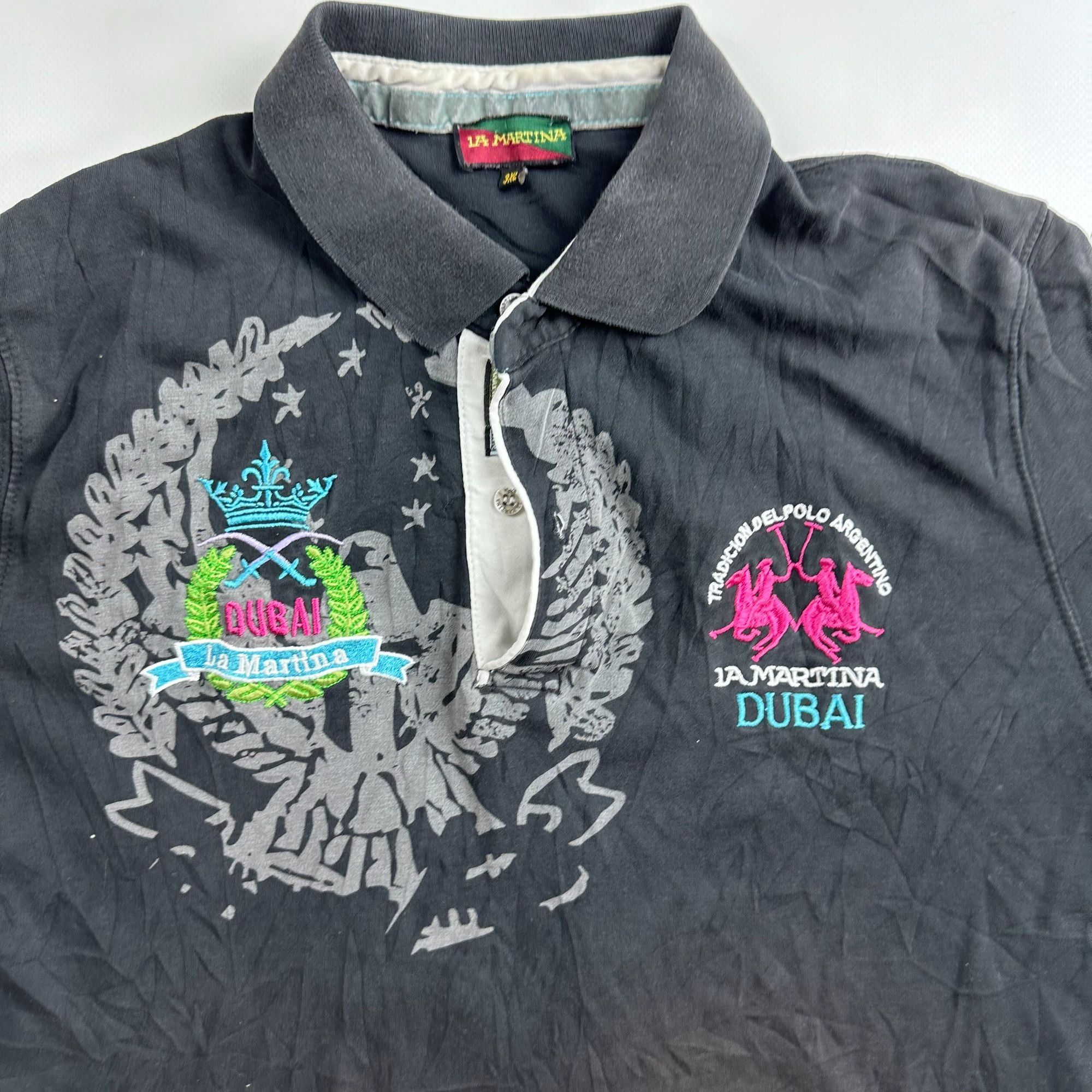 La Martina Rare La Martina Dubai Polo Shirt Blue/White Size L 00s Vinta Size US L / EU 52-54 / 3 - 3 Thumbnail