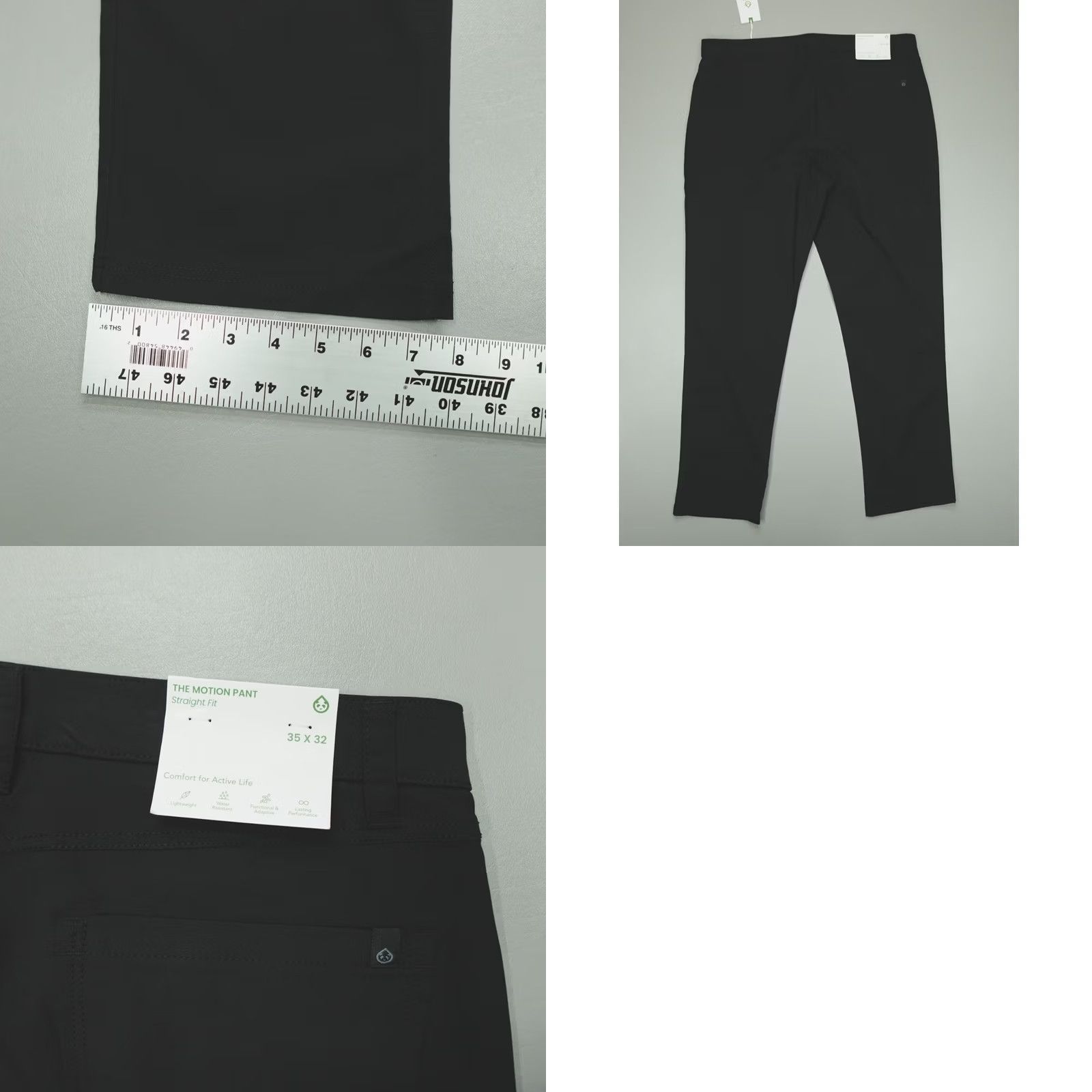 Vintage Tasc Motion Pants Straight Fit Lightweight DWR Black 35x32 Men’s Chino Pockets Slim Front Flat Front 5-Pocket Regular Stretch Summer Spring Fall Size US 35 - 8 Thumbnail