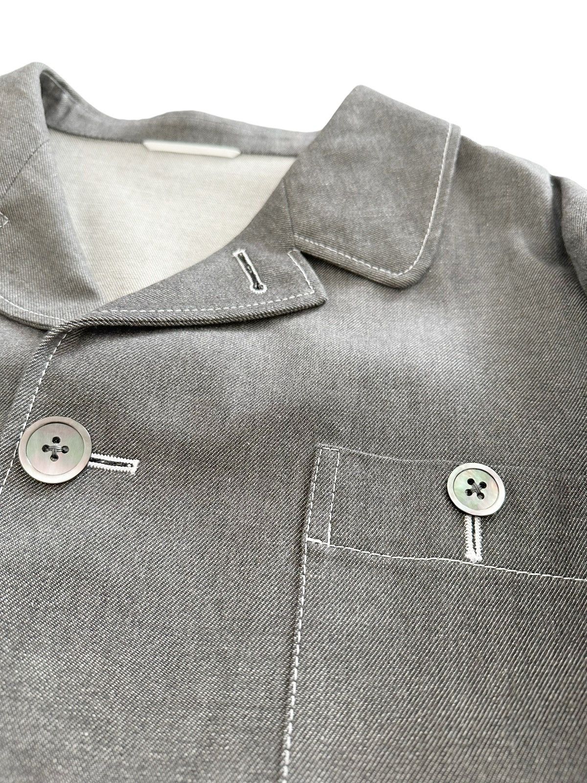 Thom Browne Sz3 Japanese Denim Round Collar Pocket Jacket Size US L / EU 52-54 / 3 - 6 Thumbnail