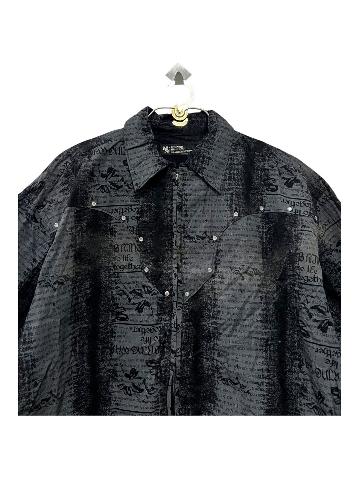Yasuyuki Ishii Euroyal Newspaper Print Cyberpunk Fleur Hem Lace Zip Jacket Size US XL / EU 56 / 4 - 4 Thumbnail