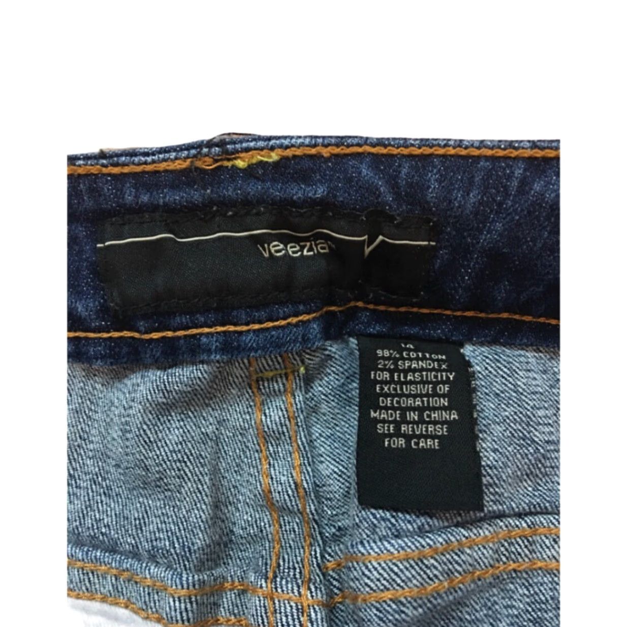 Vintage VINTAGE? No. Veezia Cropped Jeans Denim Blue 32x23.5 Size 14 Women High Rise Regular Cropped 23.5 in 98% Cotton 2% Spandex Womens Size 36" / US 14 / IT 50 - 2 Thumbnail