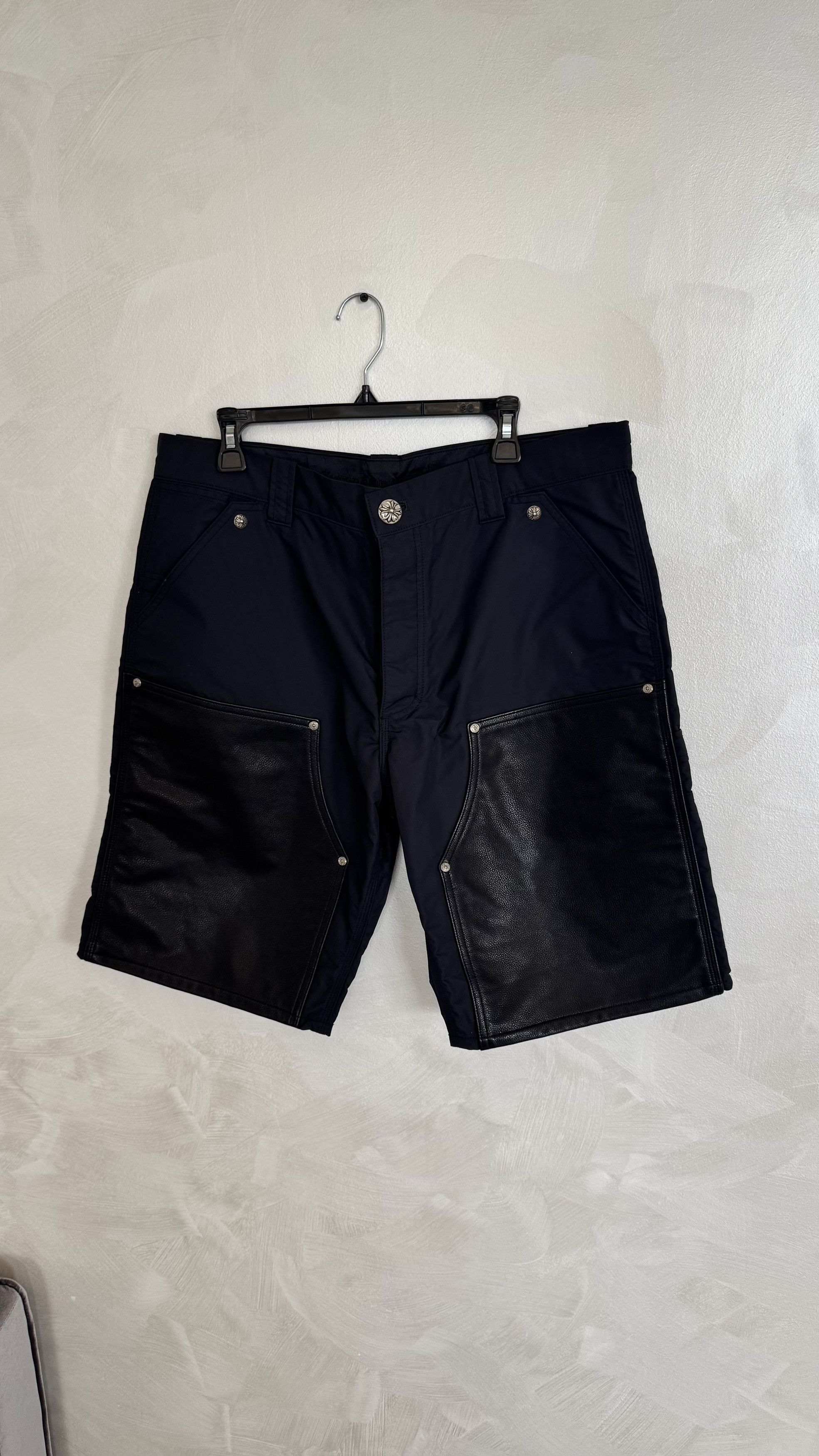 Chrome Hearts Chrome Hearts Nylon Leather Double Knee Shorts Size US 36 / EU 52 - 1 Thumbnail
