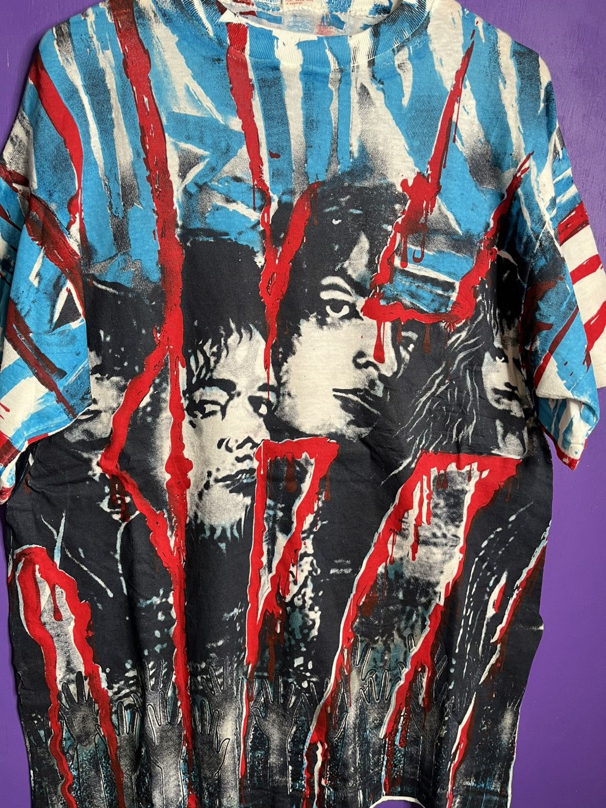 Band Tees × Vintage Vintage 80s KISS faces big AOP tour t-shirt Size US XL / EU 56 / 4 - 3 Thumbnail