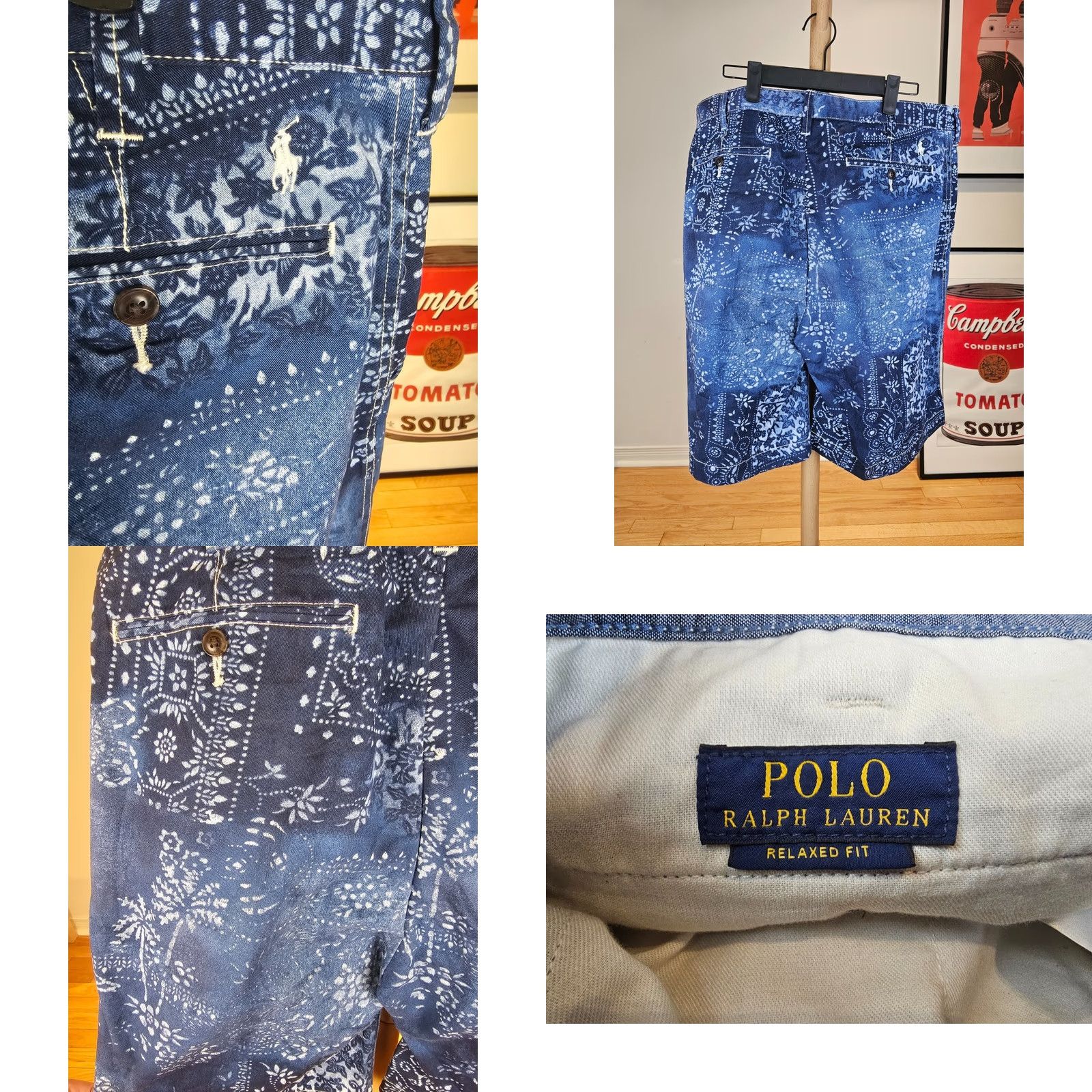 Polo Ralph Lauren VINTAGE POLO RALPH LAUREN NAVY BANDANA PATTERN SHORTS SZ 36 Mens Navy Bandana Pattern Short Pants 36 23in 36in Size US M / EU 48-50 / 2 - 8 Thumbnail