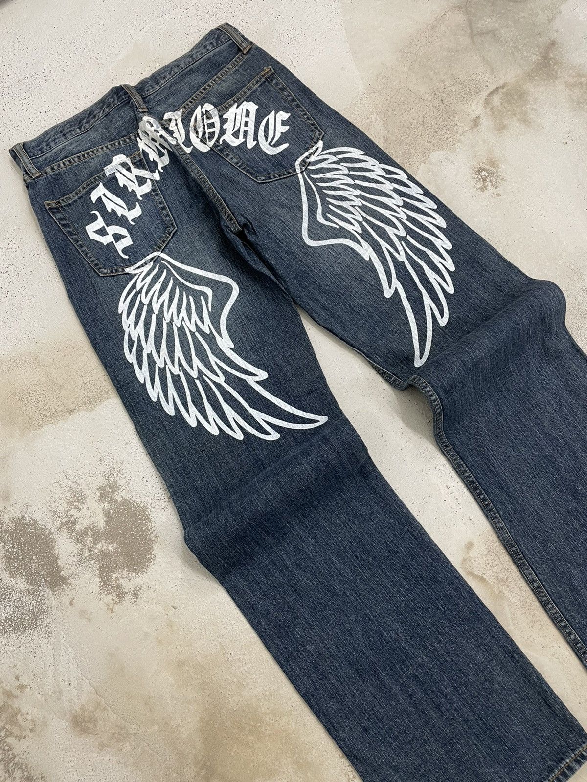 Hysteric Glamour Vintage Designer Japan Sorridere Affliction Emo Wing Denim Size US 29 - 3 Thumbnail