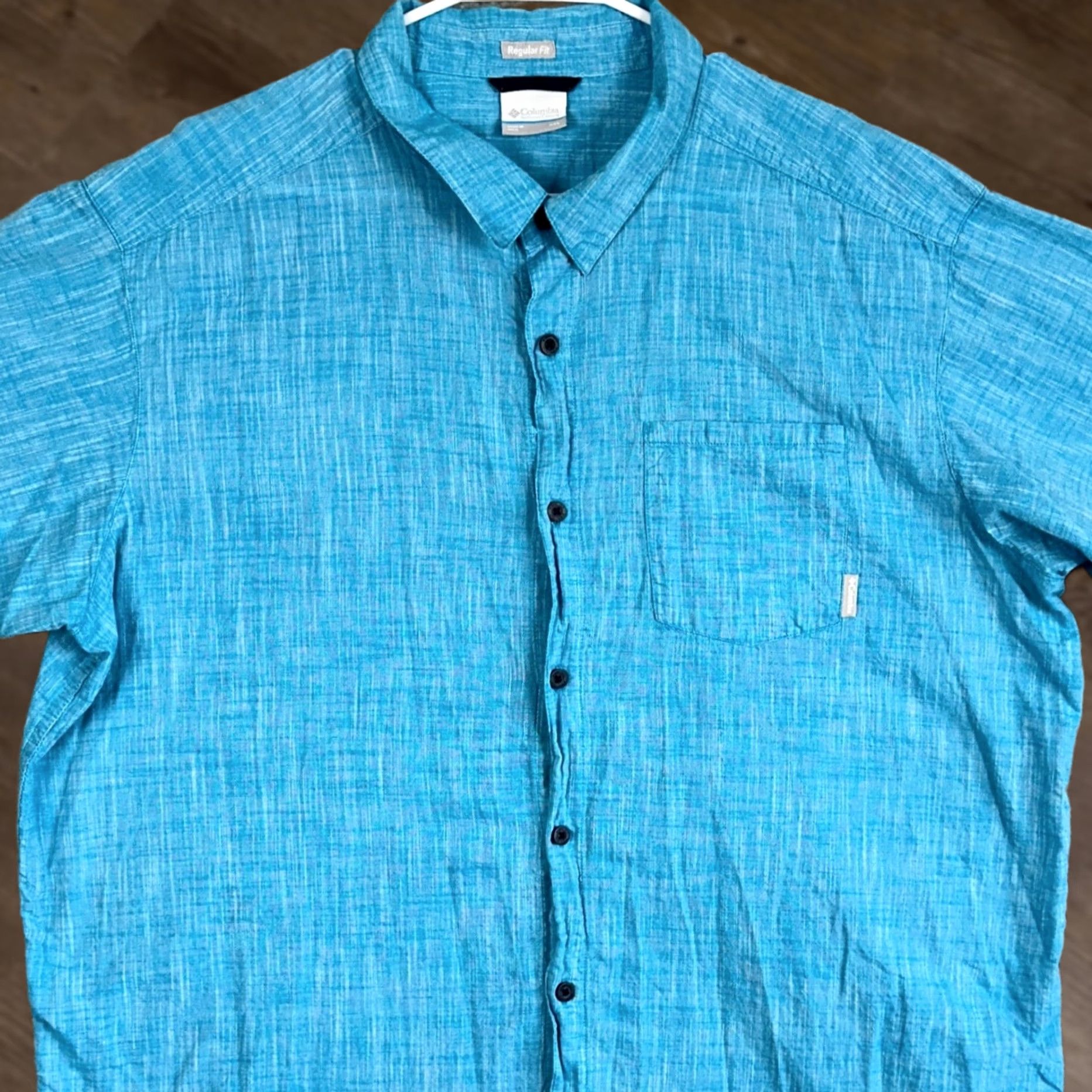 Vintage Columbia Shirt Button Up Mens 2XL Blue Regular Fit Short Sleeve Pocket Cotton Size US XXL / EU 58 / 5 - 1 Thumbnail