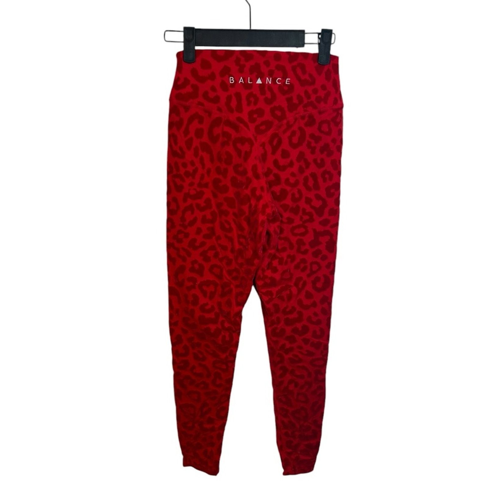 Other Balance Athletica Red Animal Print Velour Leggings Size 27" / US 4 / IT 40 - 2 Thumbnail