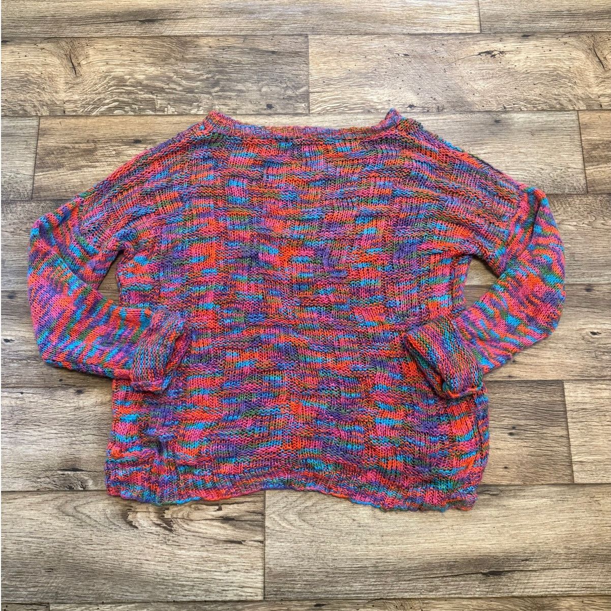 Vintage Vintage Hand Knit Abstract Oversized Knit Sweater Size XXL / US 16-18 / IT 52-54 - 1 Thumbnail