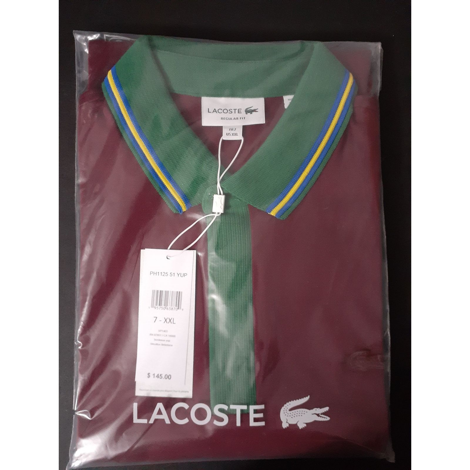 Lacoste Lacoste Men's Regular Fit Contrast Neck Smart Paris Polo XXL Size US XXL / EU 58 / 5 - 2 Thumbnail