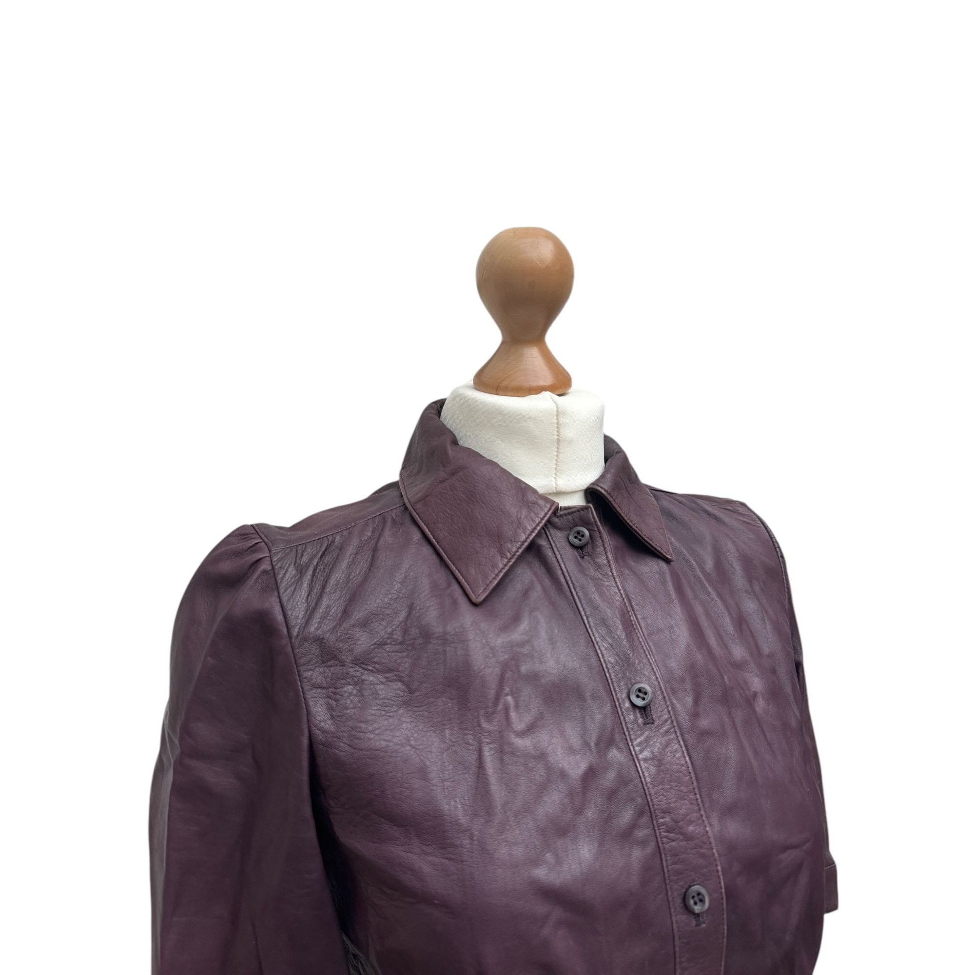 Prada Burgundy Leather Blouse Size M / US 6-8 / IT 42-44 - 3 Thumbnail