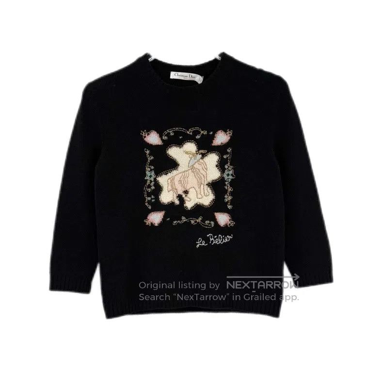 Dior Dior Black clover goat pattern cashmere sweater Size S / US 4 / IT 40 - 1 Thumbnail
