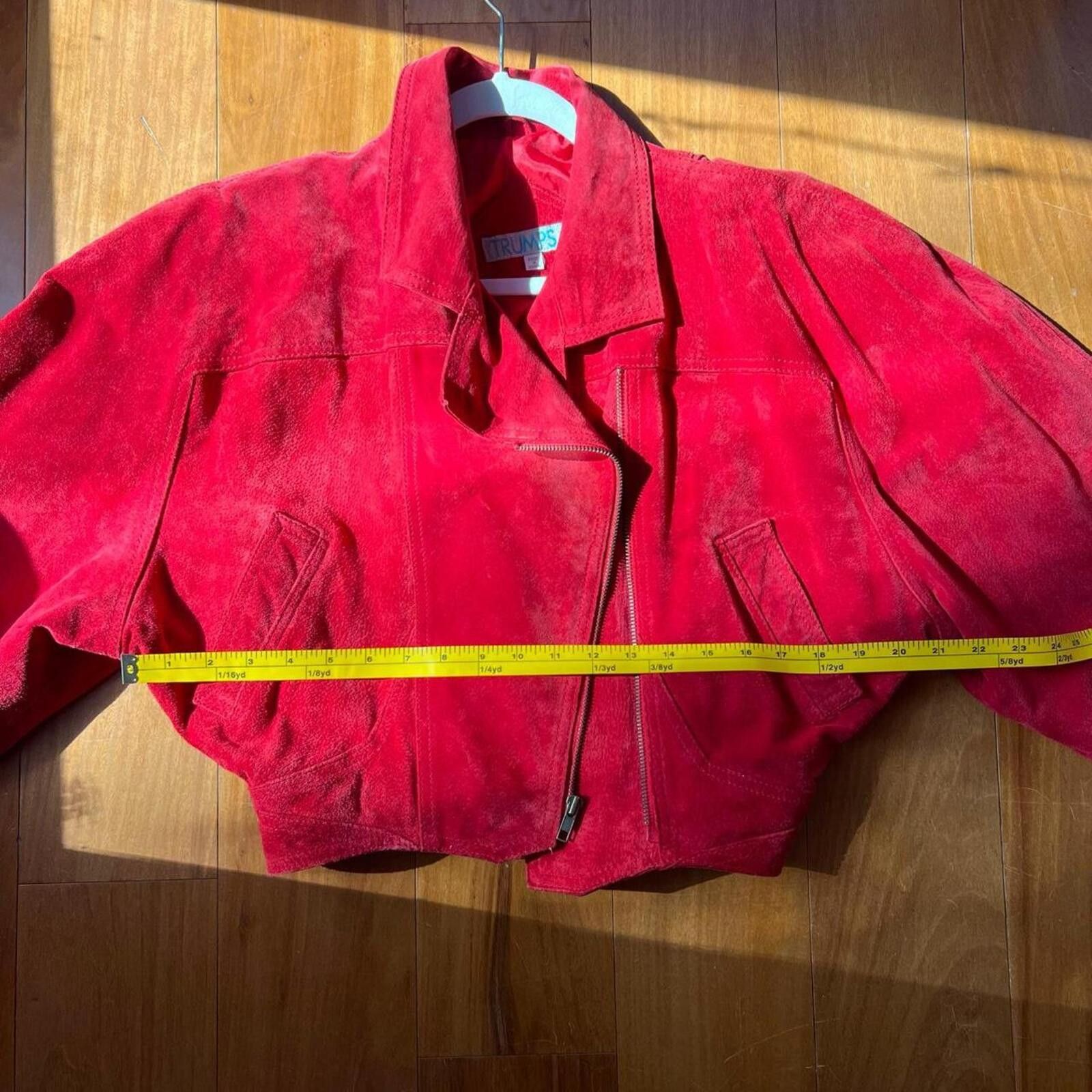 Donald Trump Vintage Red Suede Leather Cropped Jacket Moto 90s Size M / US 6-8 / IT 42-44 - 5 Thumbnail