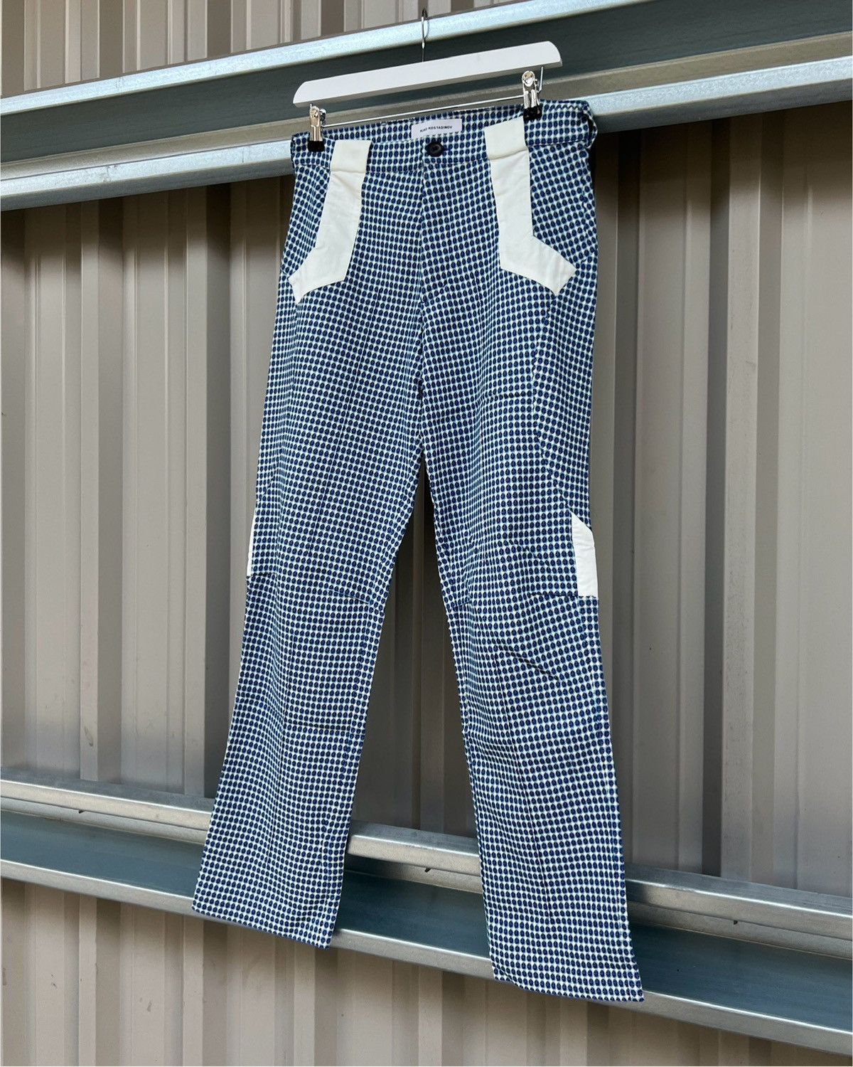 Kiko Kostadinov 00082020 Tulcea Cobalt Orb Check Darted Pants Size US 30 / EU 46 - 2 Thumbnail