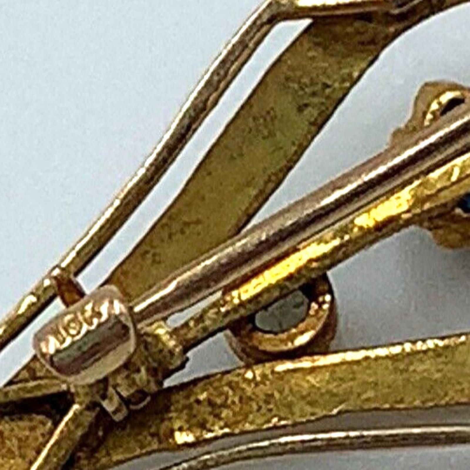 Antique Rivet Victorian 10K Gold Seed Pearl Blue Stone Etched Bar Brooch Size ONE SIZE - 4 Thumbnail