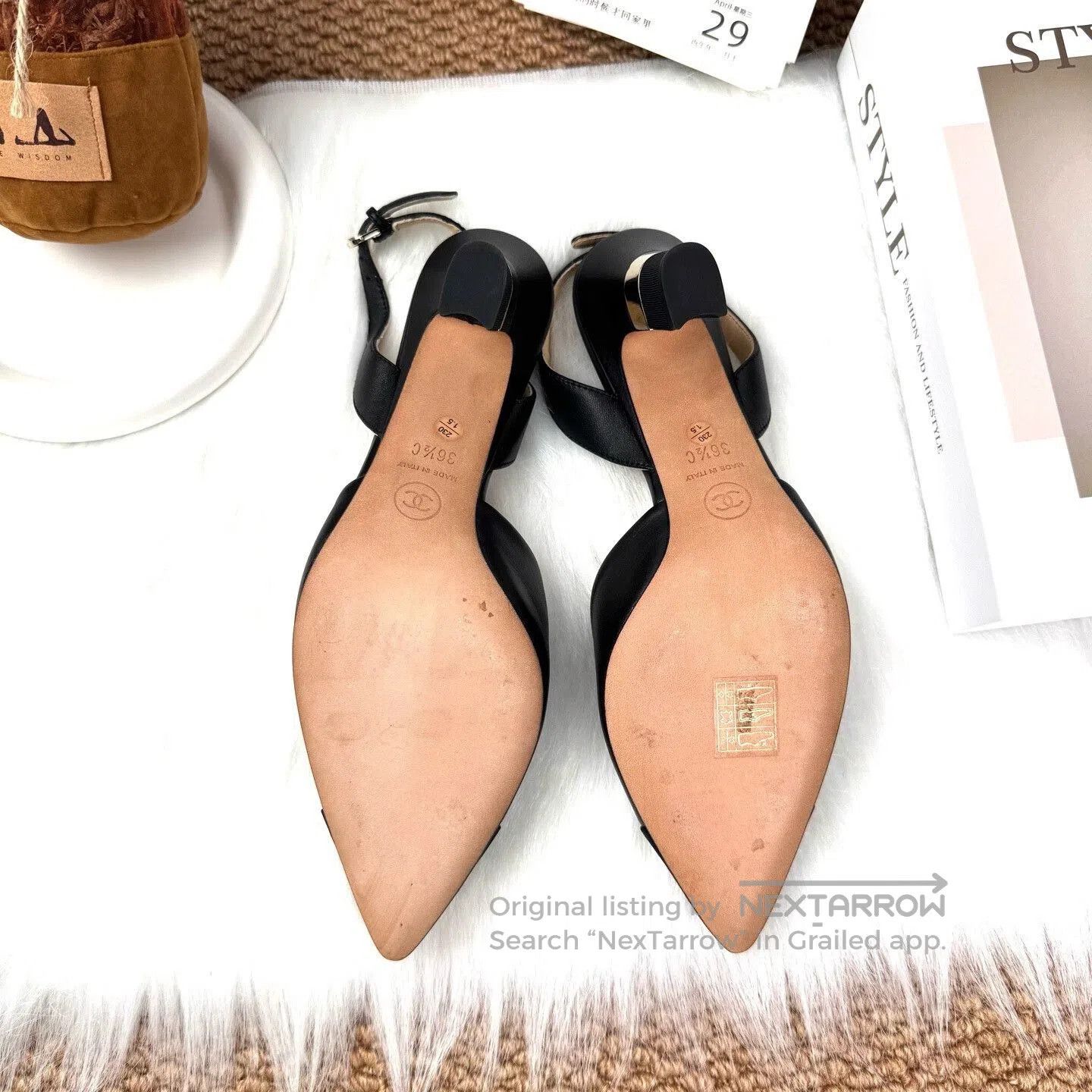 Chanel Chanel Black Leather Pointed Toe Heels. Size US 5.5 / IT 35.5 - 6 Thumbnail