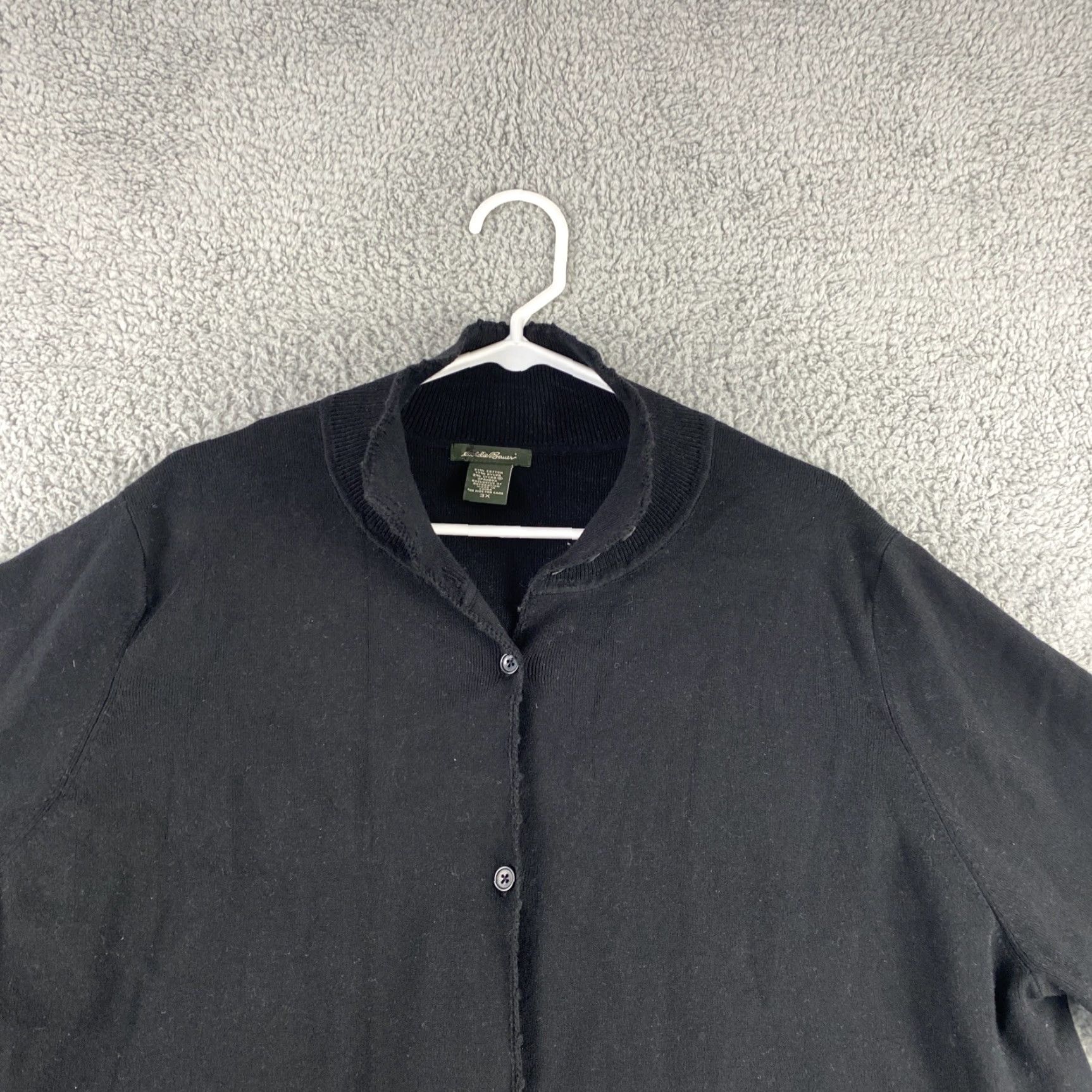 Eddie Bauer Eddie Bauer Cardigan Sweater Women 3XL Black Front Button Up Cotton Mock Neck 42-10 Womens Size XXL / US 16-18 / IT 52-54 - 2 Thumbnail