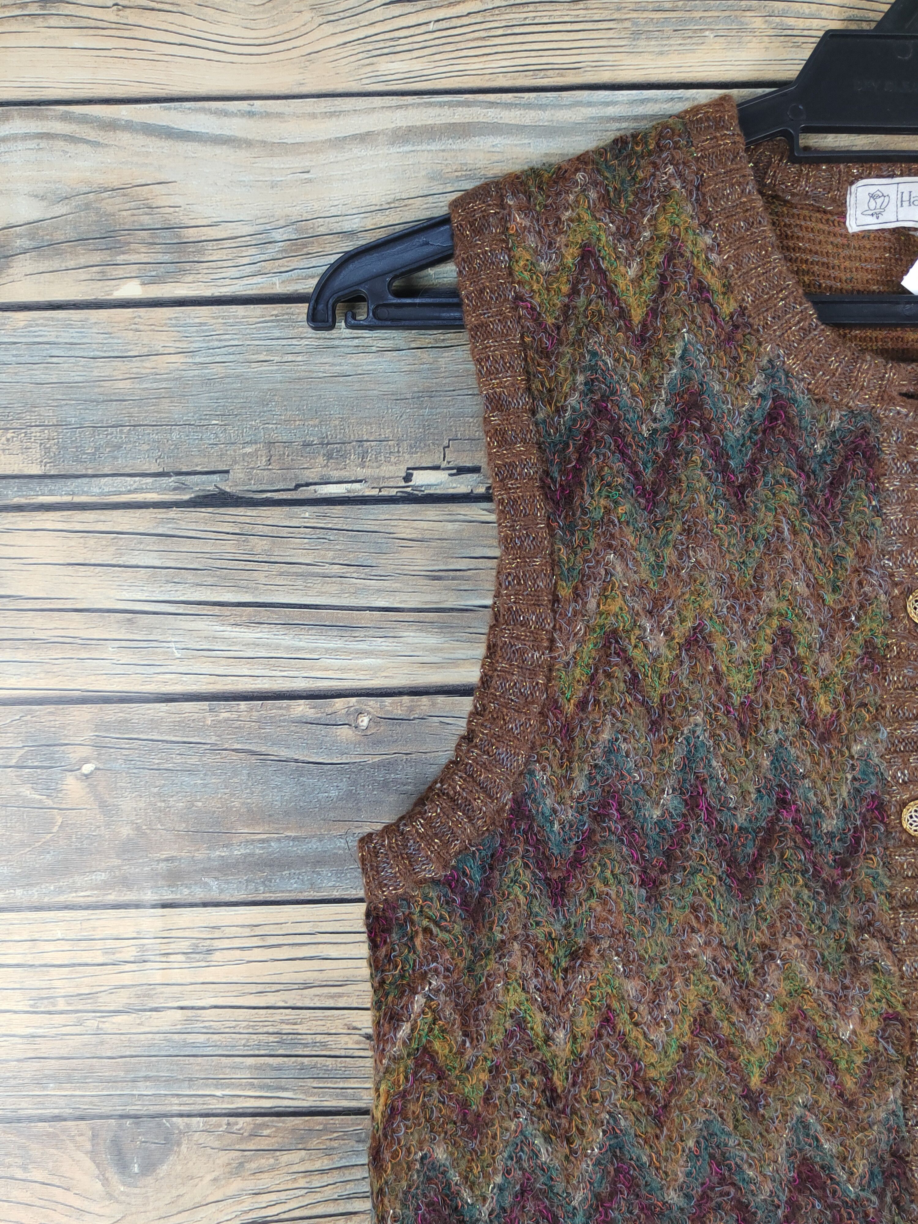 Japanese Brand × Vintage Hana-no Knit Dark Brown vintage mohair Knitwear Vests #W1513 Size XS / US 0-2 / IT 36-38 - 4 Thumbnail